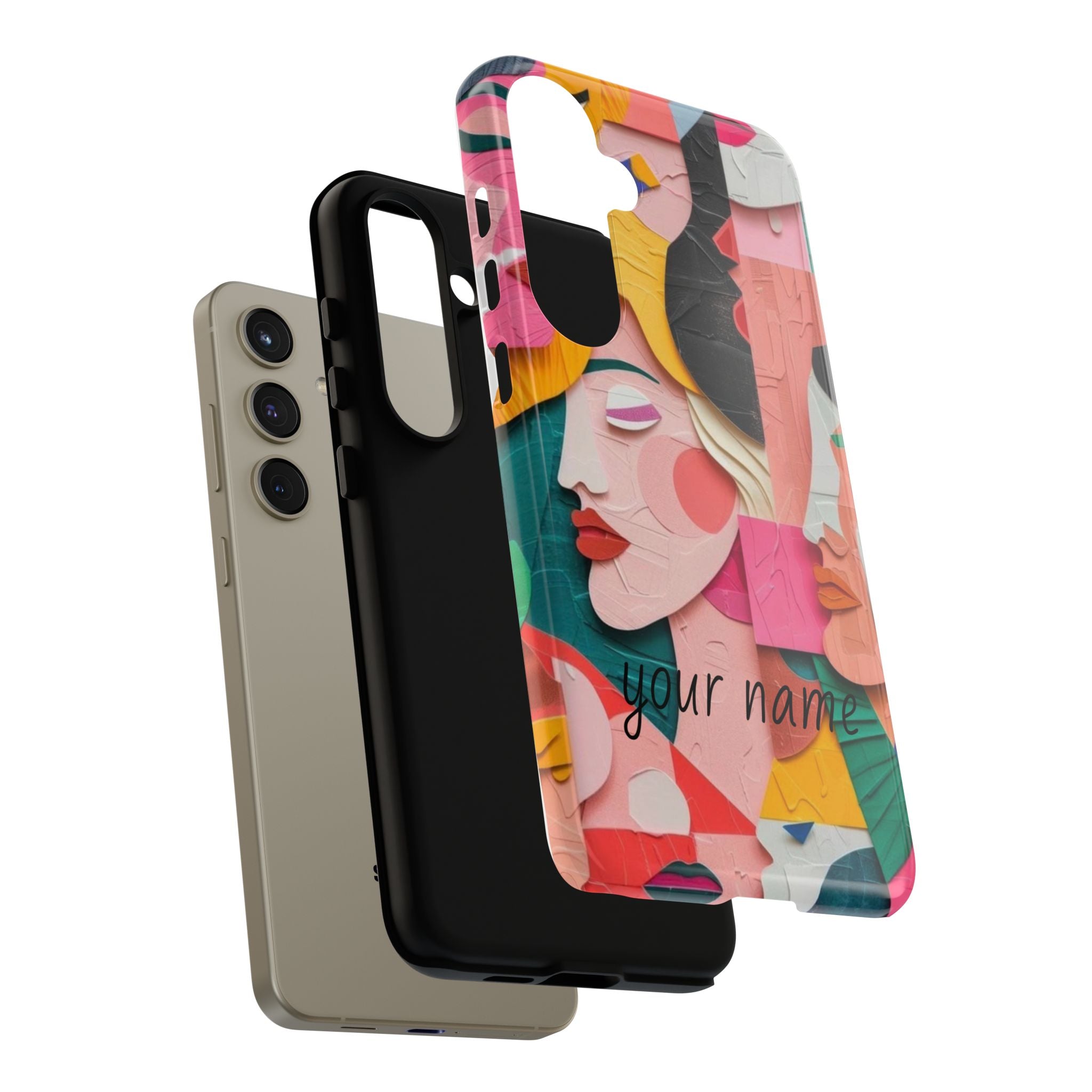 Abstract Faces Phone Case — Colorful Pop Art Personalized Tough Case