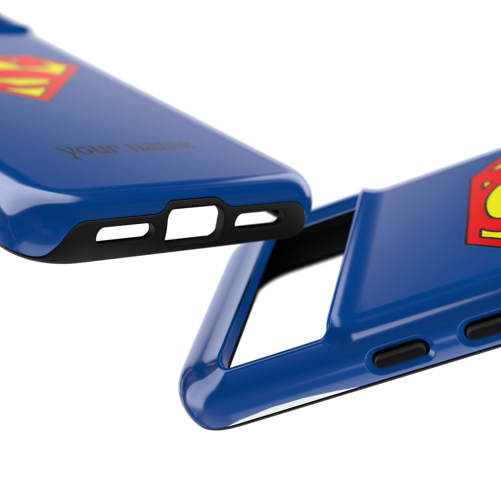 Personalized Superhero Phone Case — Custom Name Blue Protective Cover