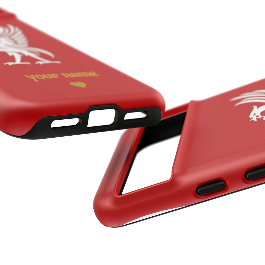 Personalized Red Phone Case — Liverbird Design with Custom Name