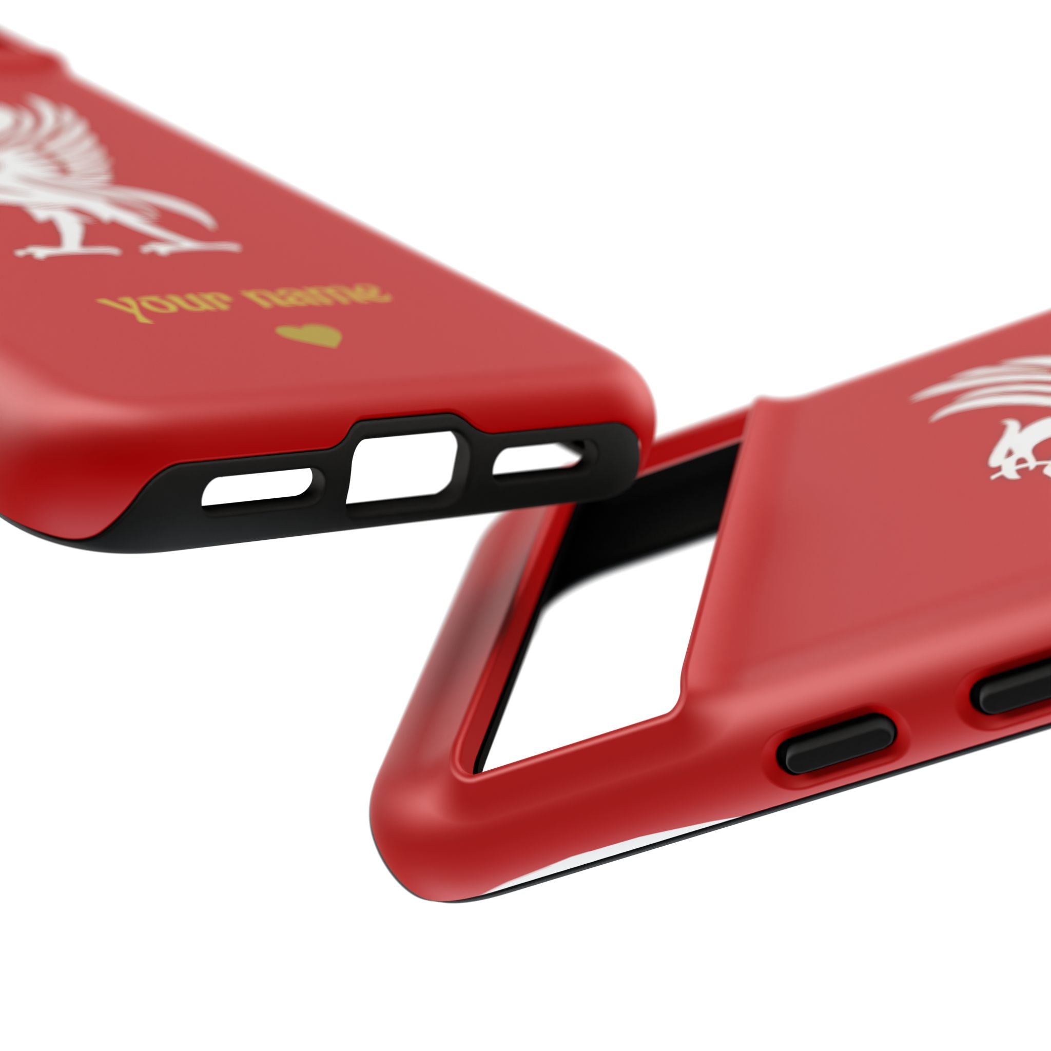 Personalized Red Phone Case — Liverbird Design with Custom Name