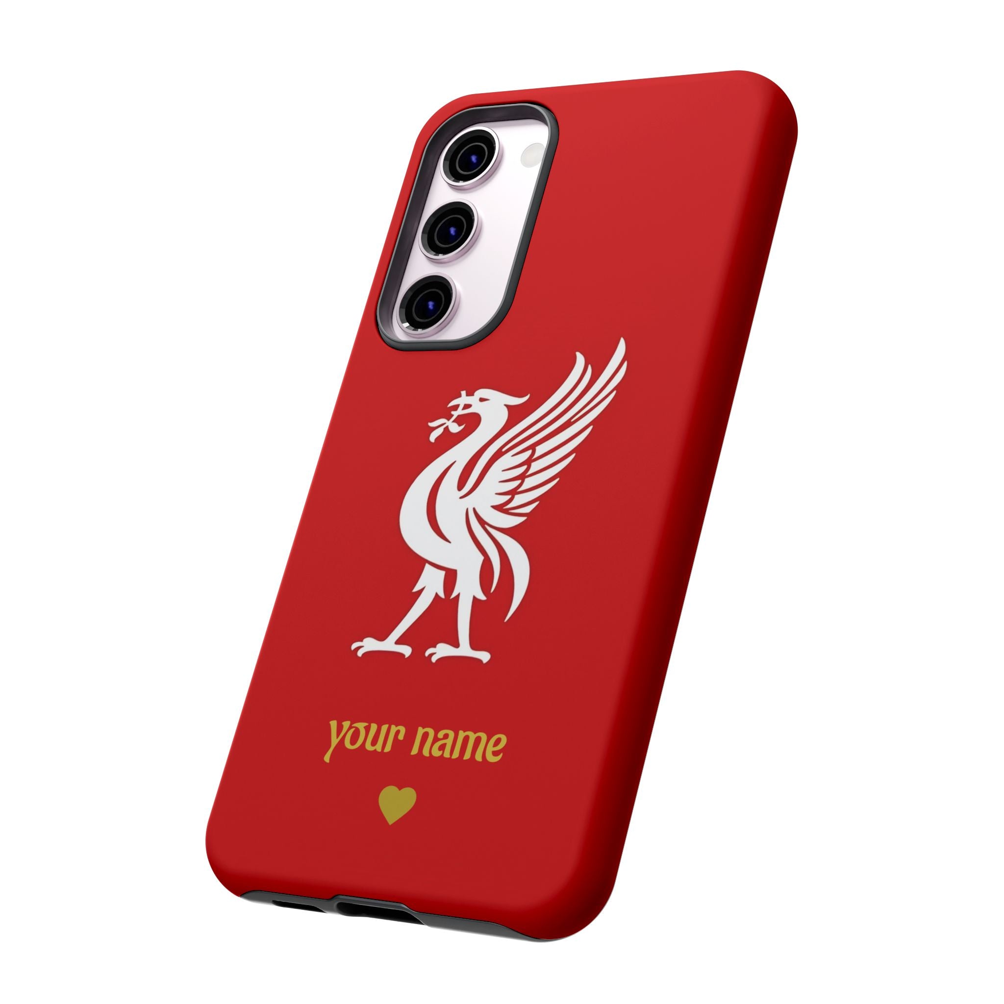 Personalized Red Phone Case — Liverbird Design with Custom Name