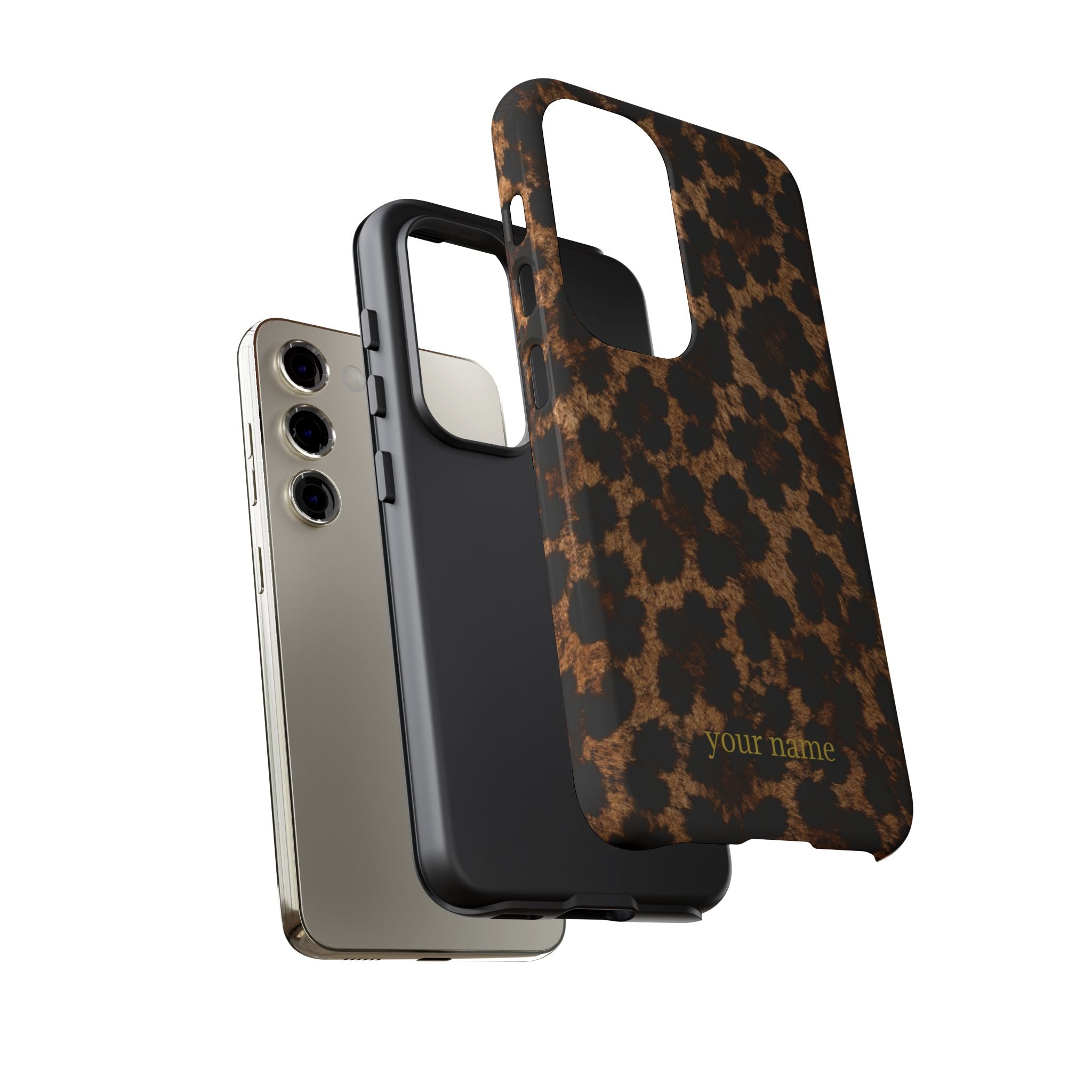 Leopard Print Phone Case — Personalized "your name" Monogram Tough Case