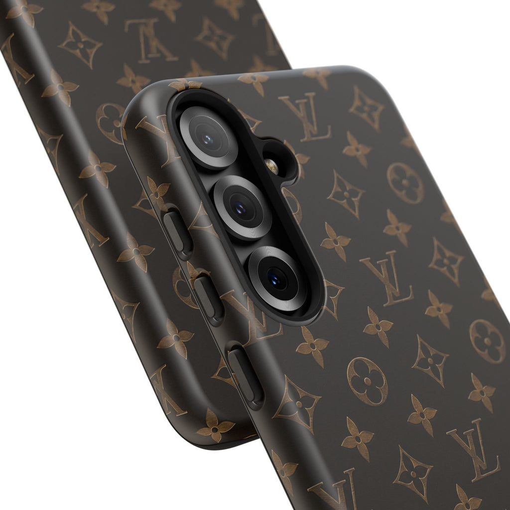 Luxury Monogram Phone Case — Customizable "your name" Brown Pattern