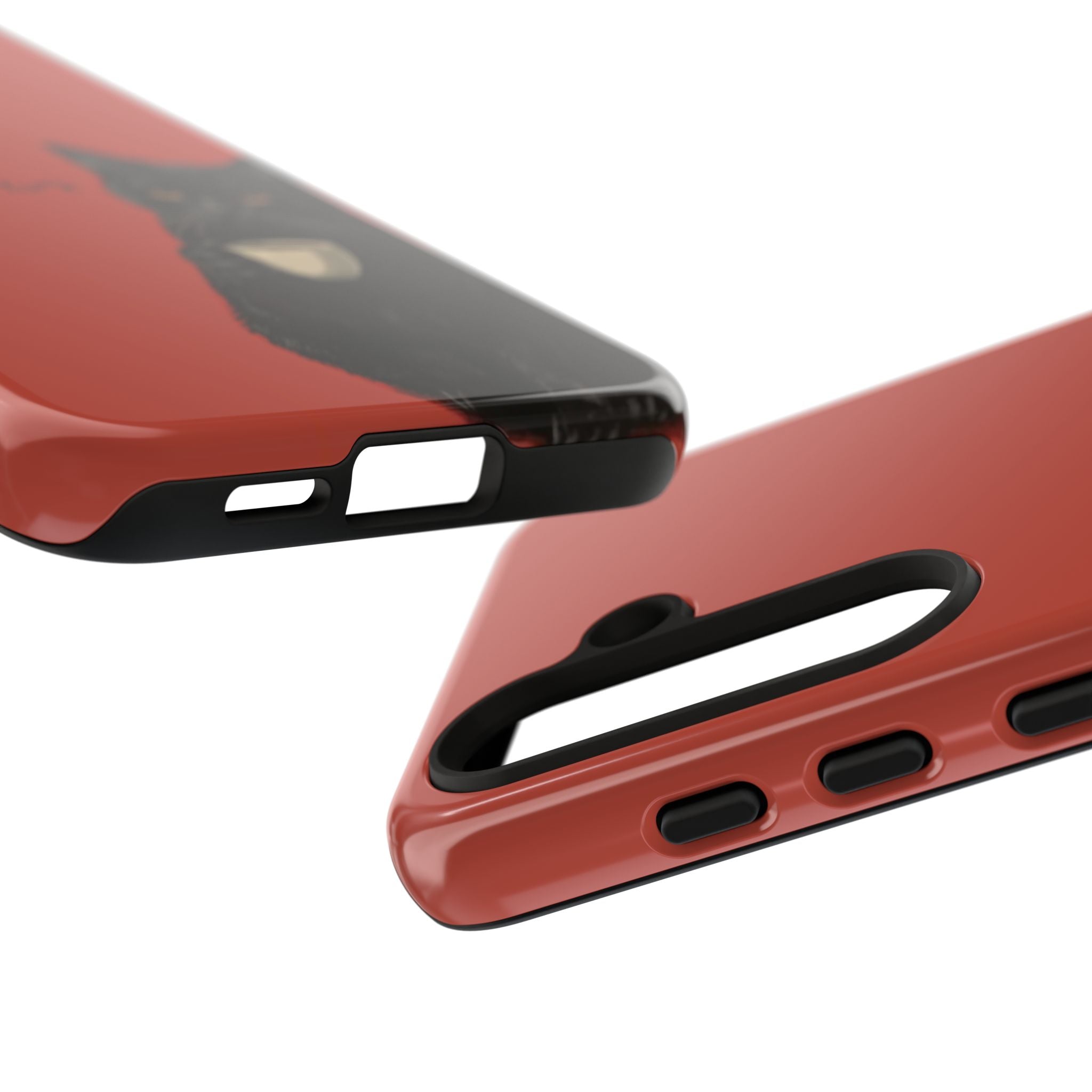 Black Cat Coffee Phone Case – Red Matte Protective Tough Case