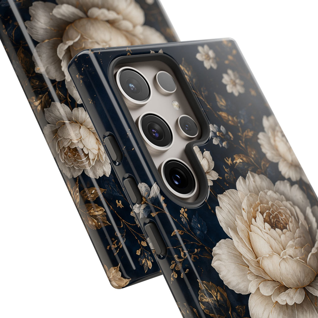Floral Vintage Phone Case — Personalized "your name" Romantic Dark Peony