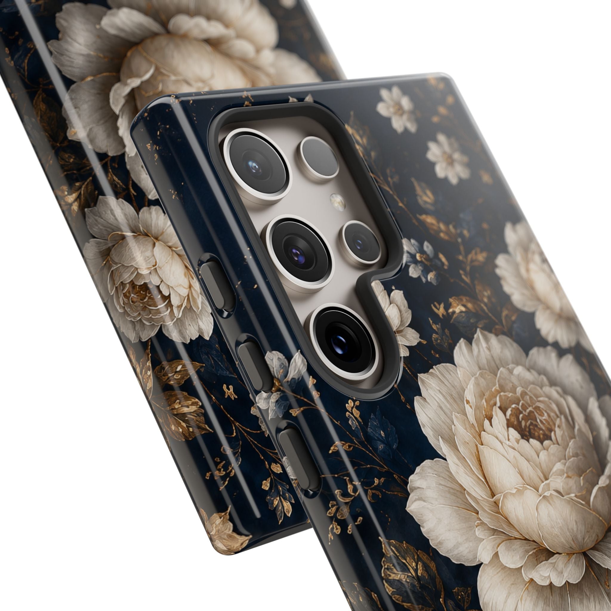 Floral Vintage Phone Case — Personalized "your name" Romantic Dark Peony