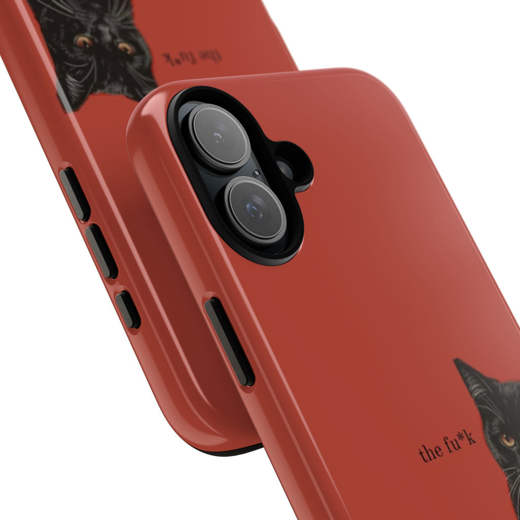 Black Cat Coffee Phone Case – Red Matte Protective Tough Case