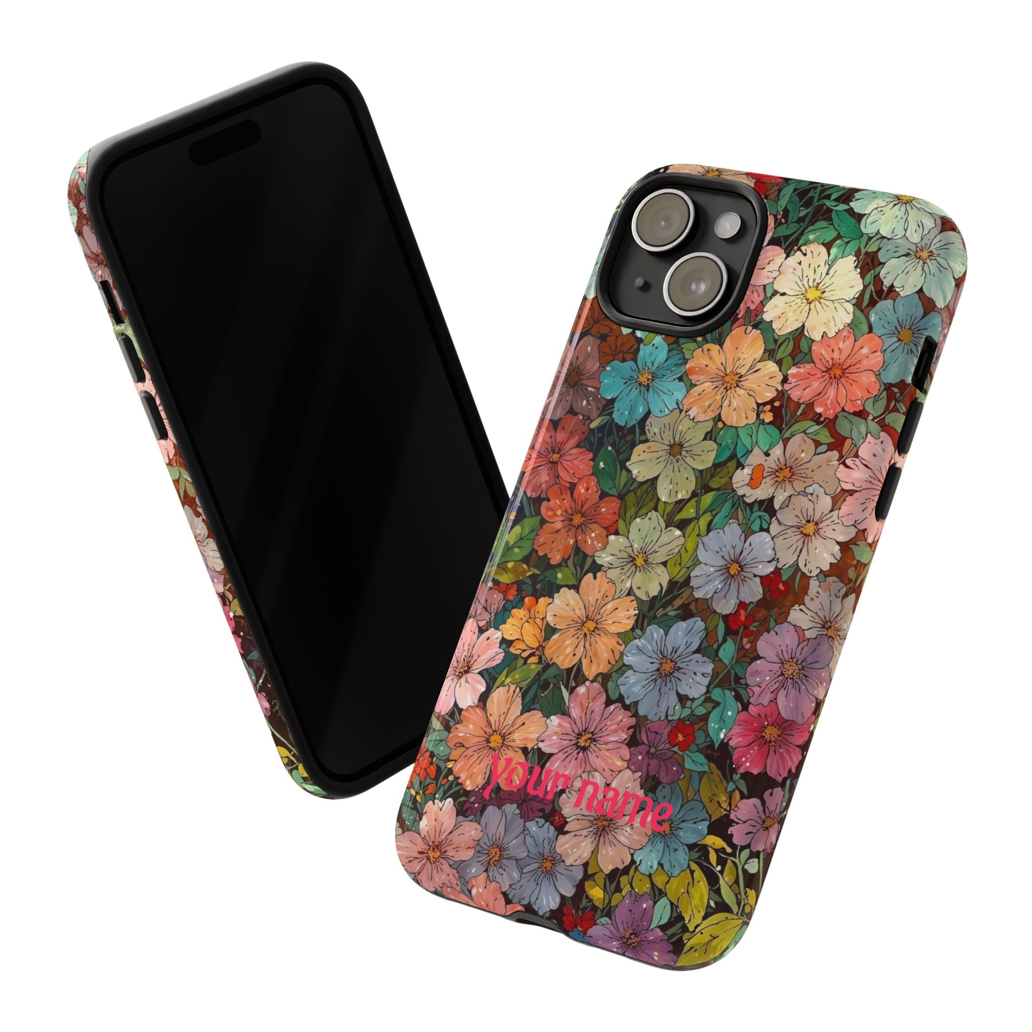 Floral Mosaic Tough Phone Case — Personalized 'your name' Garden Design