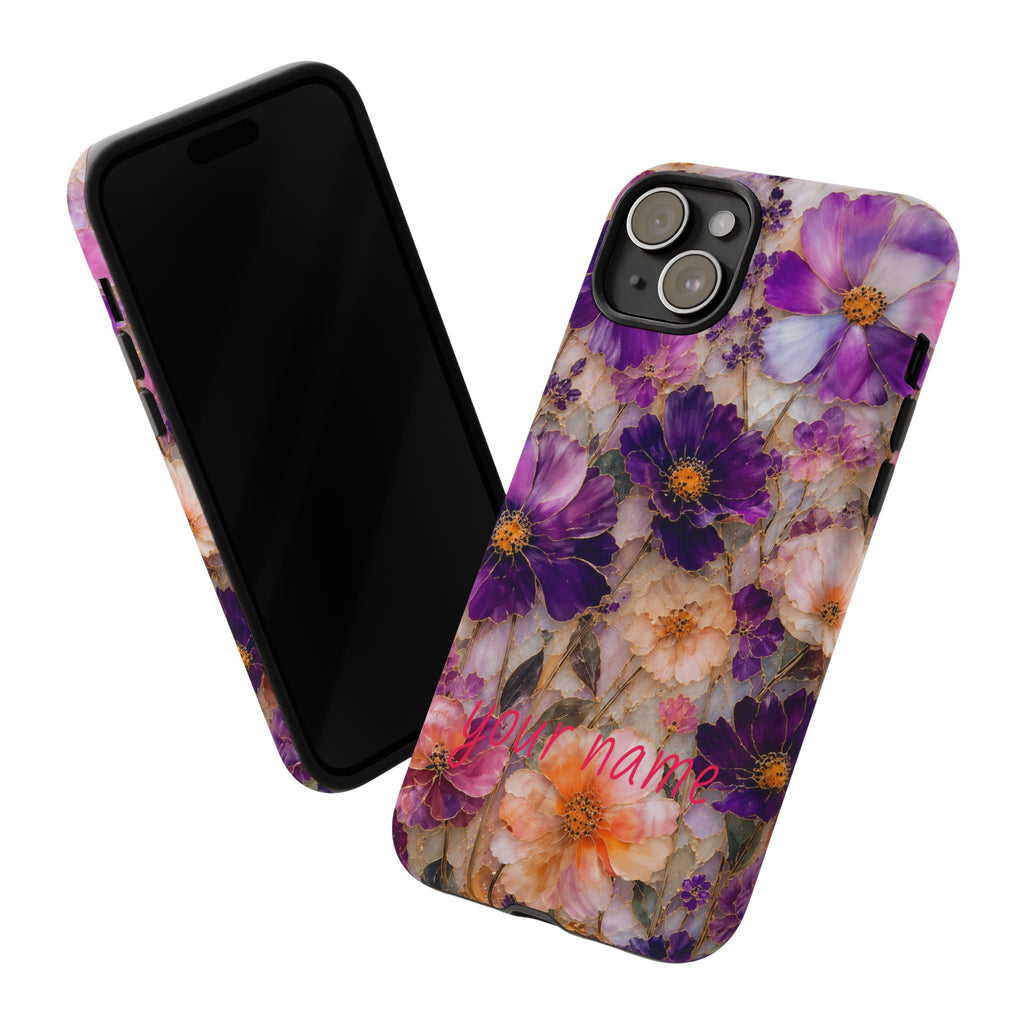 stained glass wildflower phone case  — Custom “Your name”