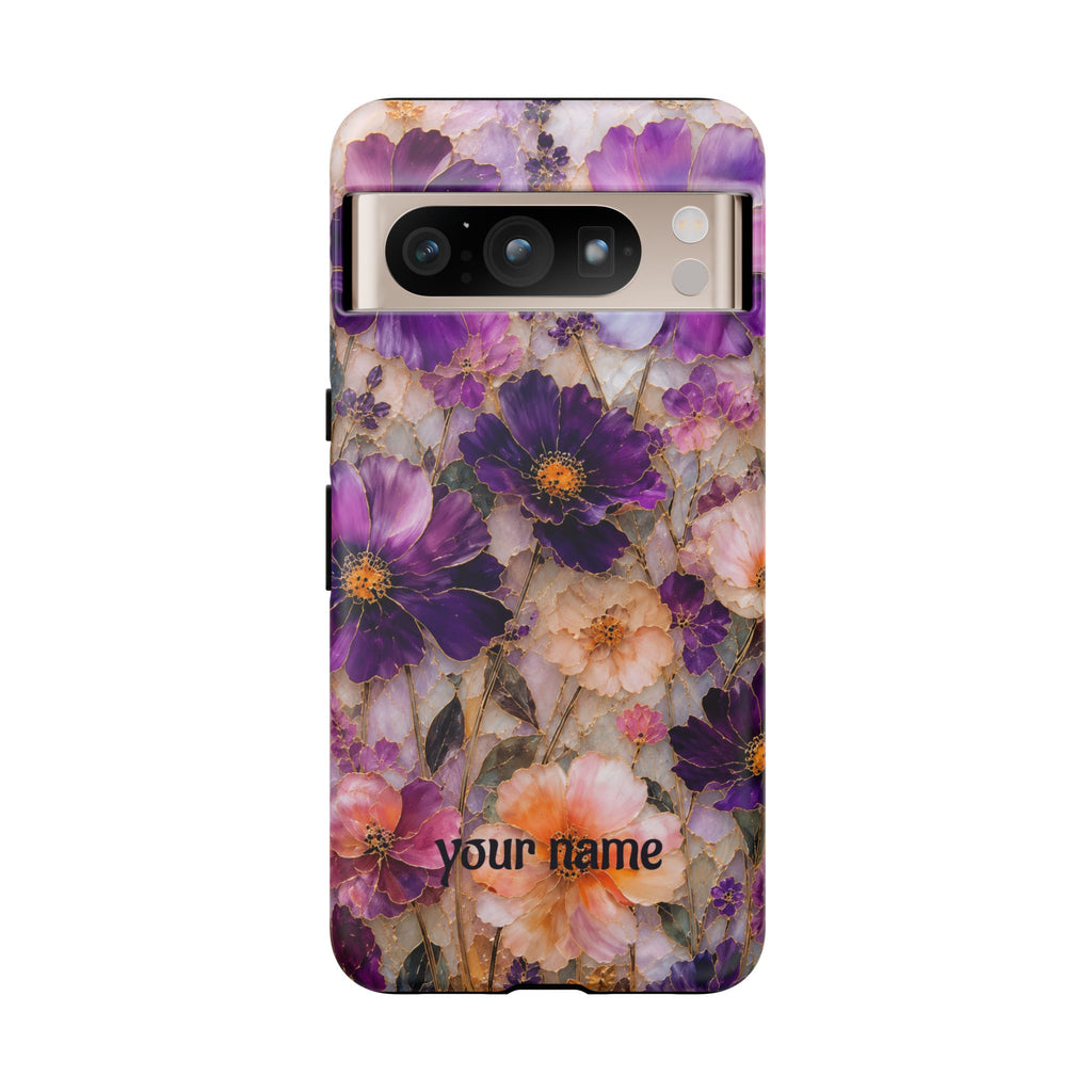 stained glass wildflower phone case — Personalized "your name"