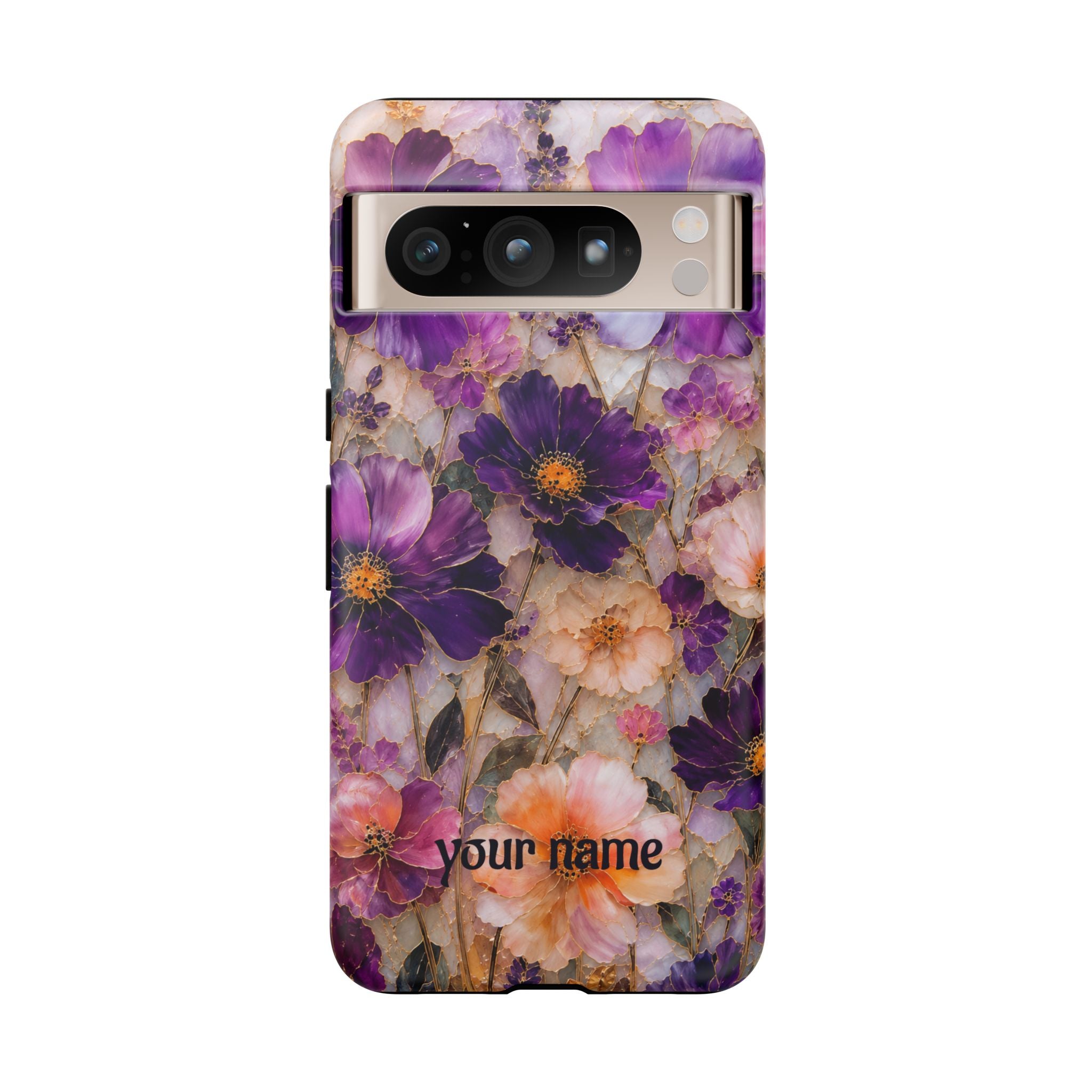stained glass wildflower phone case — Personalized "your name"