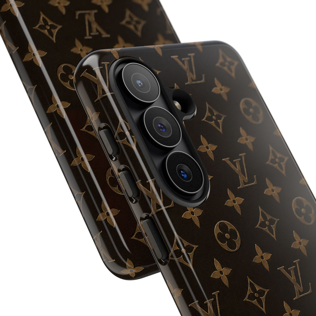 Luxury Monogram Phone Case — Customizable "your name" Brown Pattern