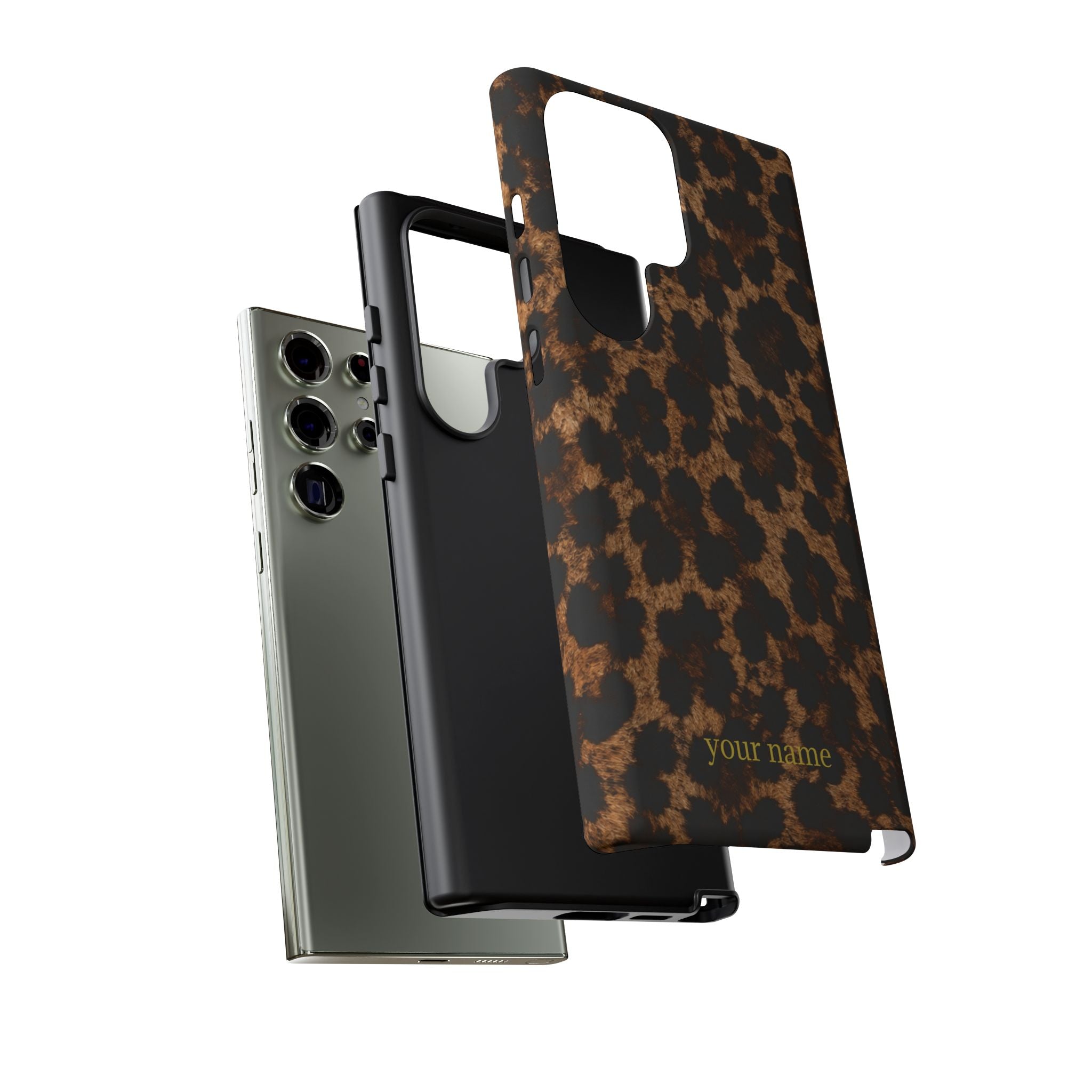 Leopard Print Phone Case — Personalized "your name" Monogram Tough Case