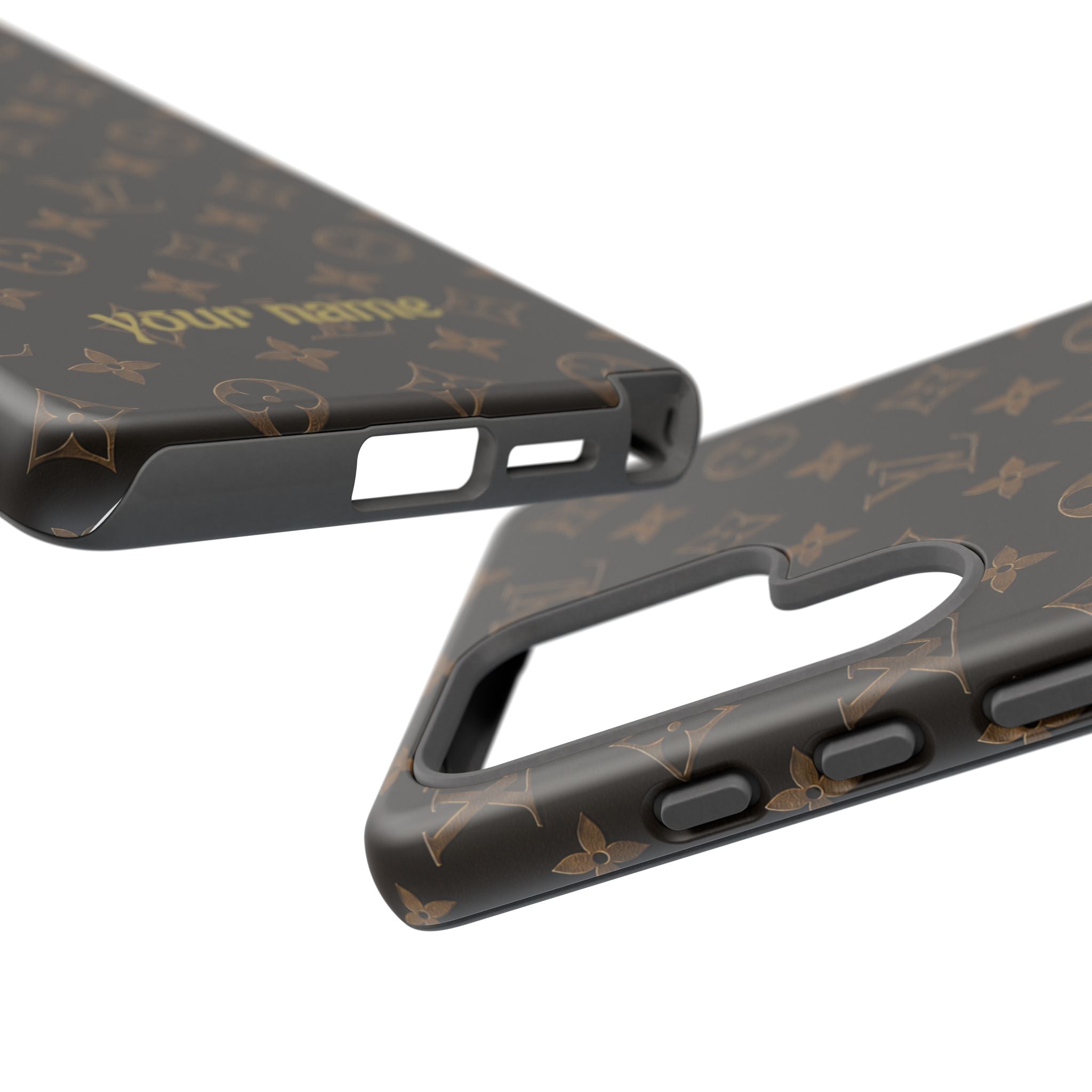Luxury Monogram Phone Case — Customizable "your name" Brown Pattern