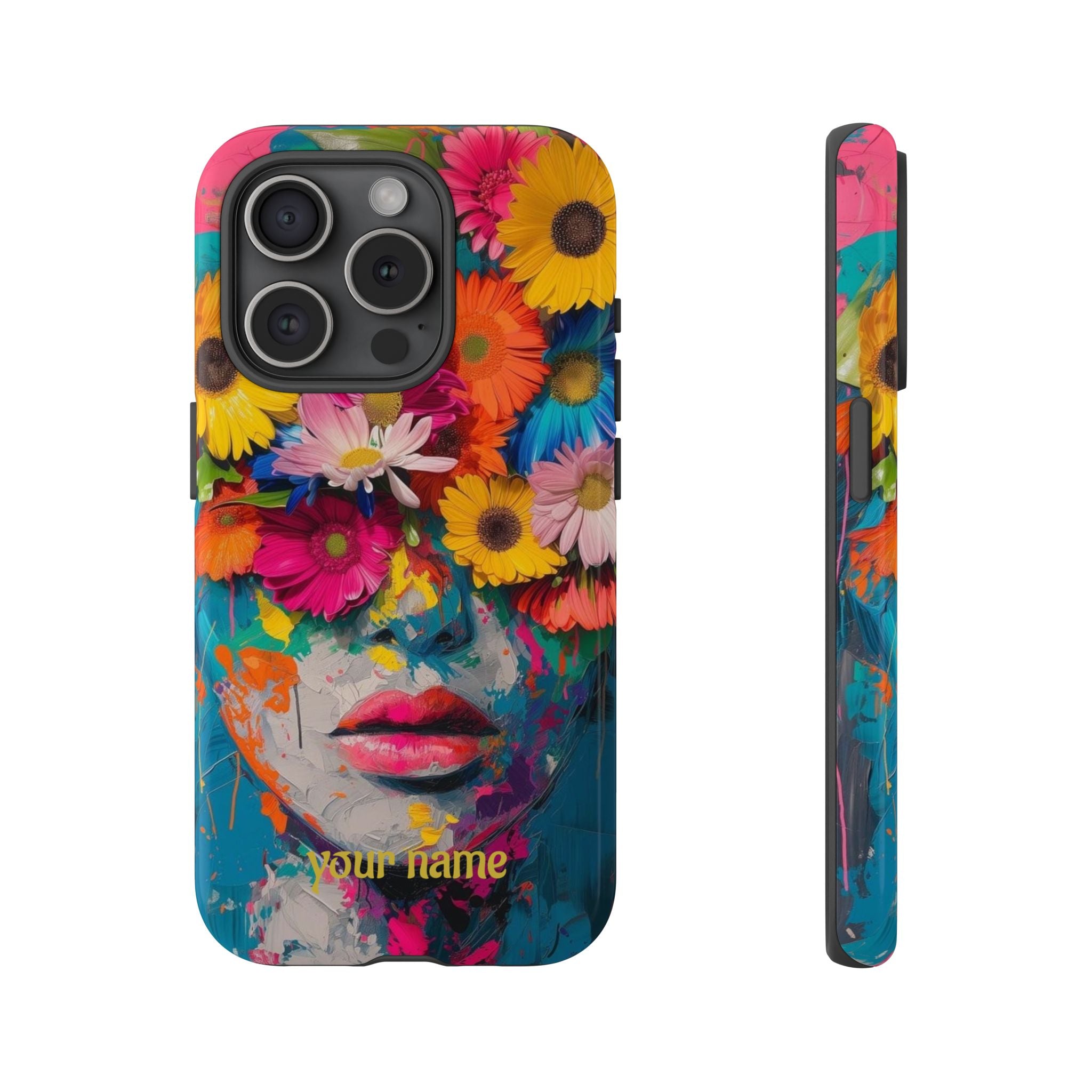Floral Face Phone Case — Customizable Colorful Portrait iPhone Case