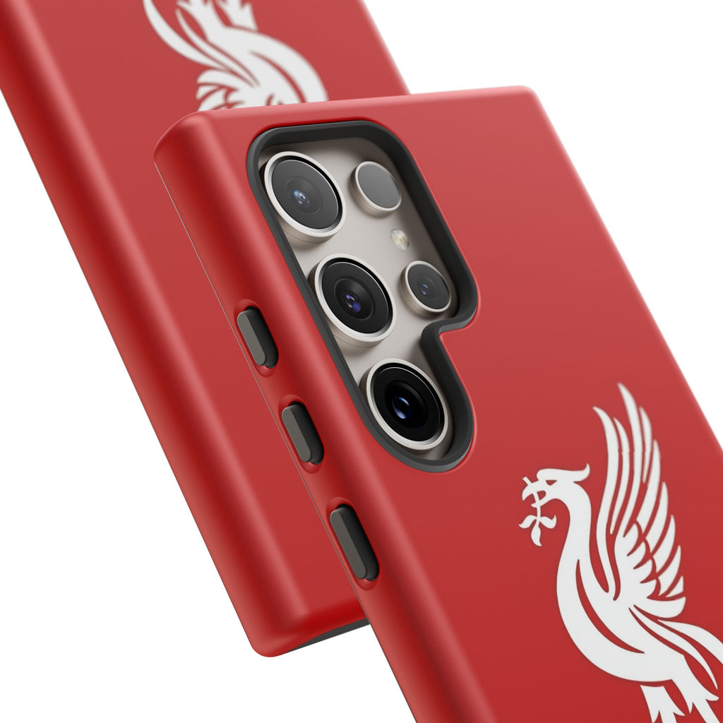 Personalized Red Phone Case — Liverbird Design with Custom Name