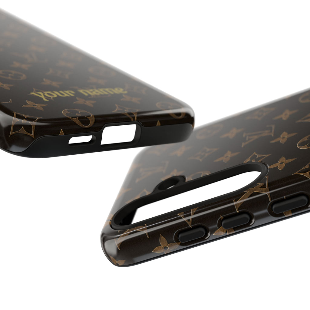 Luxury Monogram Phone Case — Customizable "your name" Brown Pattern