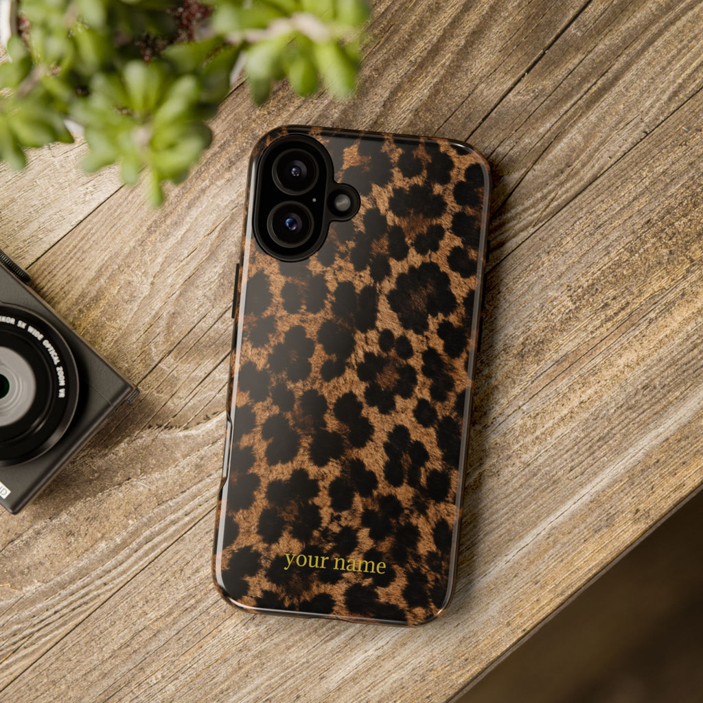 Leopard Print Phone Case — Personalized "your name" Monogram Tough Case