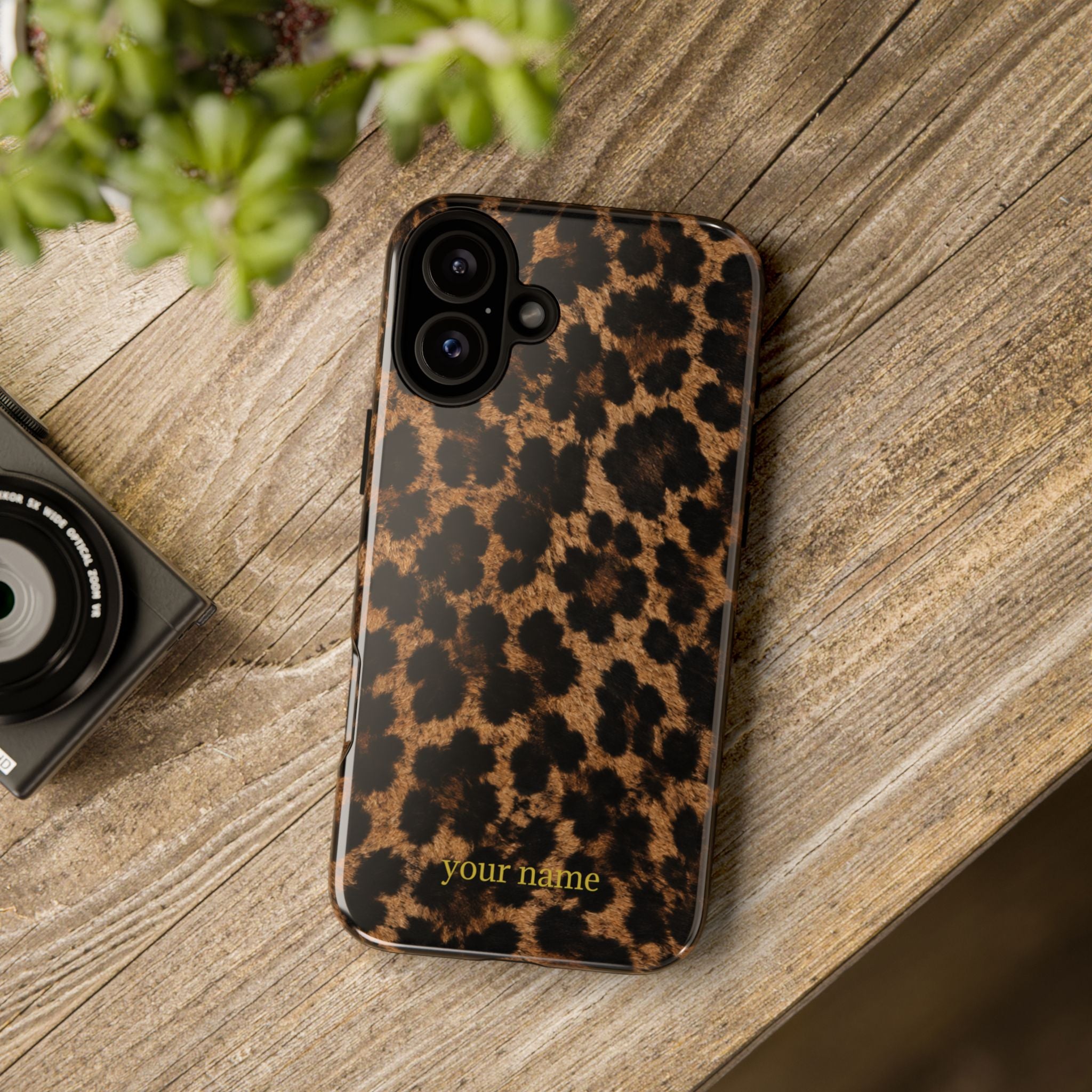 Leopard Print Phone Case — Personalized "your name" Monogram Tough Case