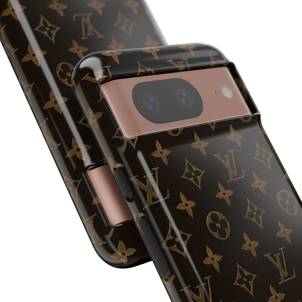Luxury Monogram Phone Case — Customizable "your name" Brown Pattern