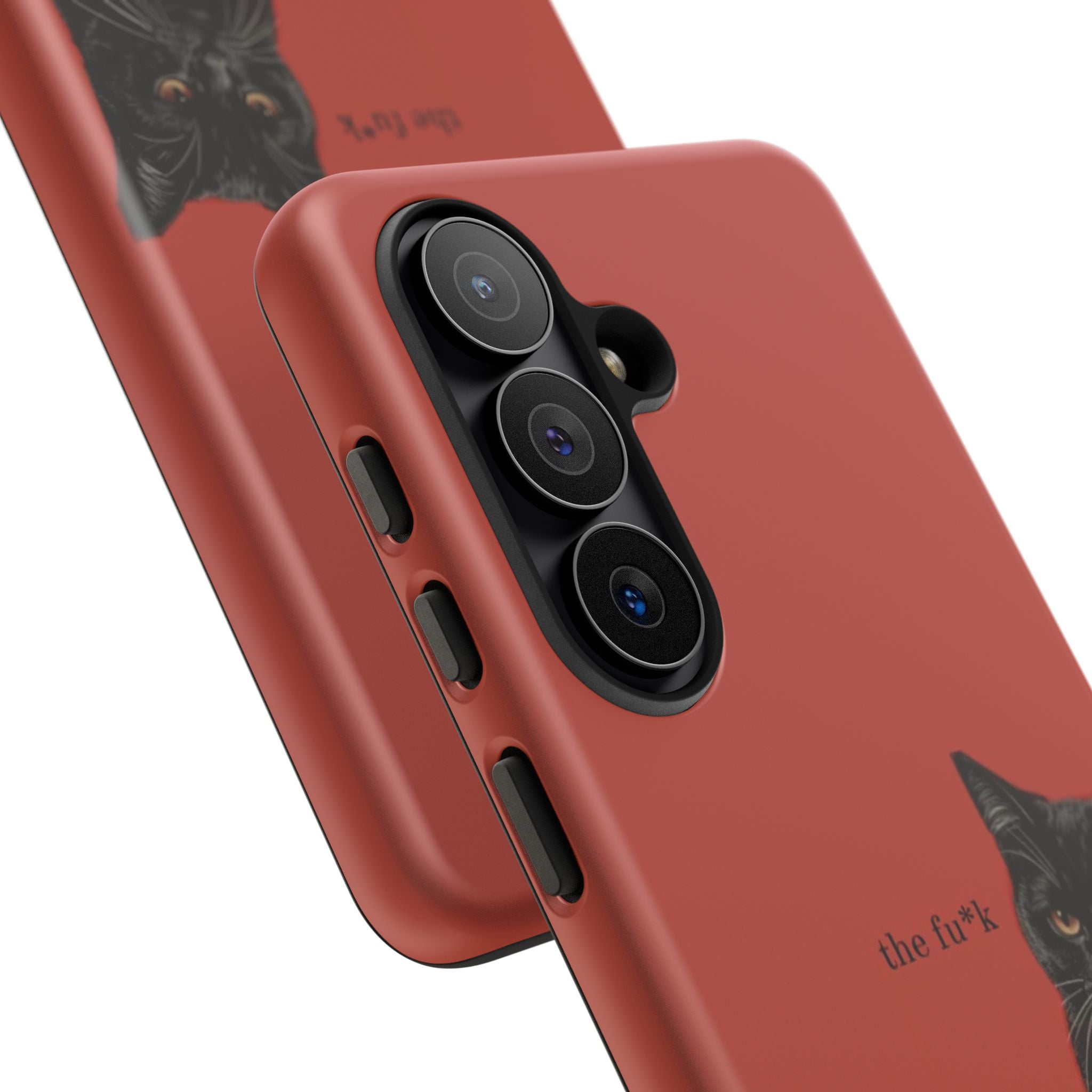 Black Cat Coffee Phone Case – Red Matte Protective Tough Case
