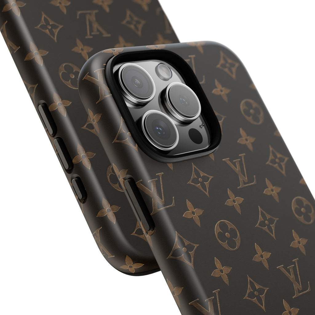 Luxury Monogram Phone Case — Customizable "your name" Brown Pattern
