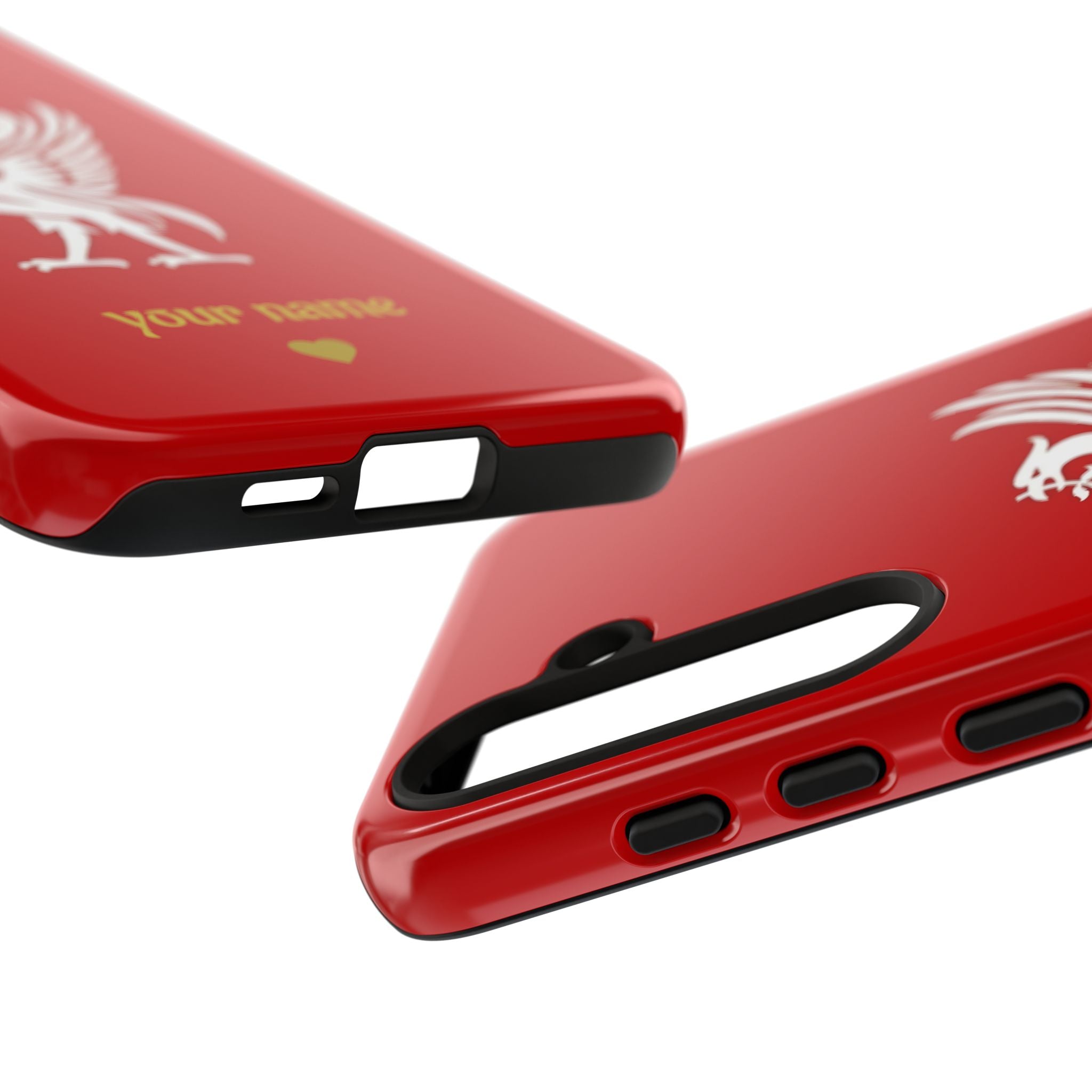 Personalized Red Phone Case — Liverbird Design with Custom Name