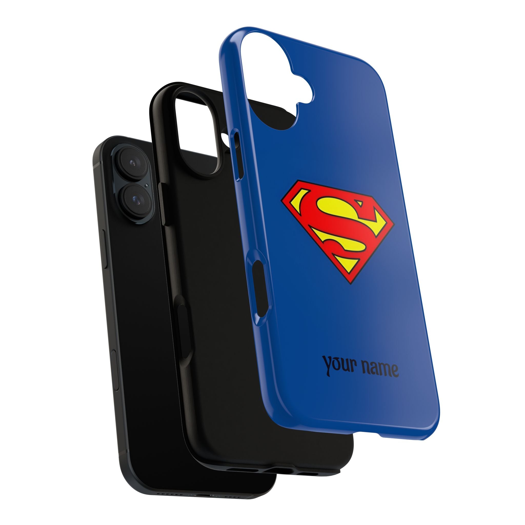 Personalized Superhero Phone Case — Custom Name Blue Protective Cover