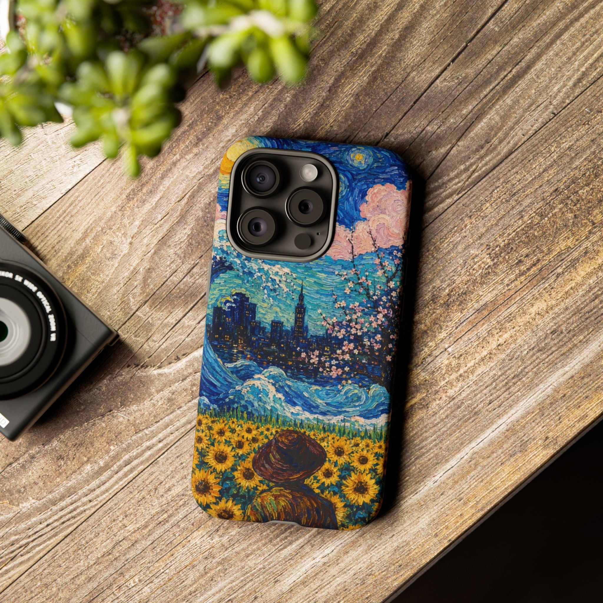 Starry Sunflower Phone Case — Van Gogh Inspired Art iPhone Cover