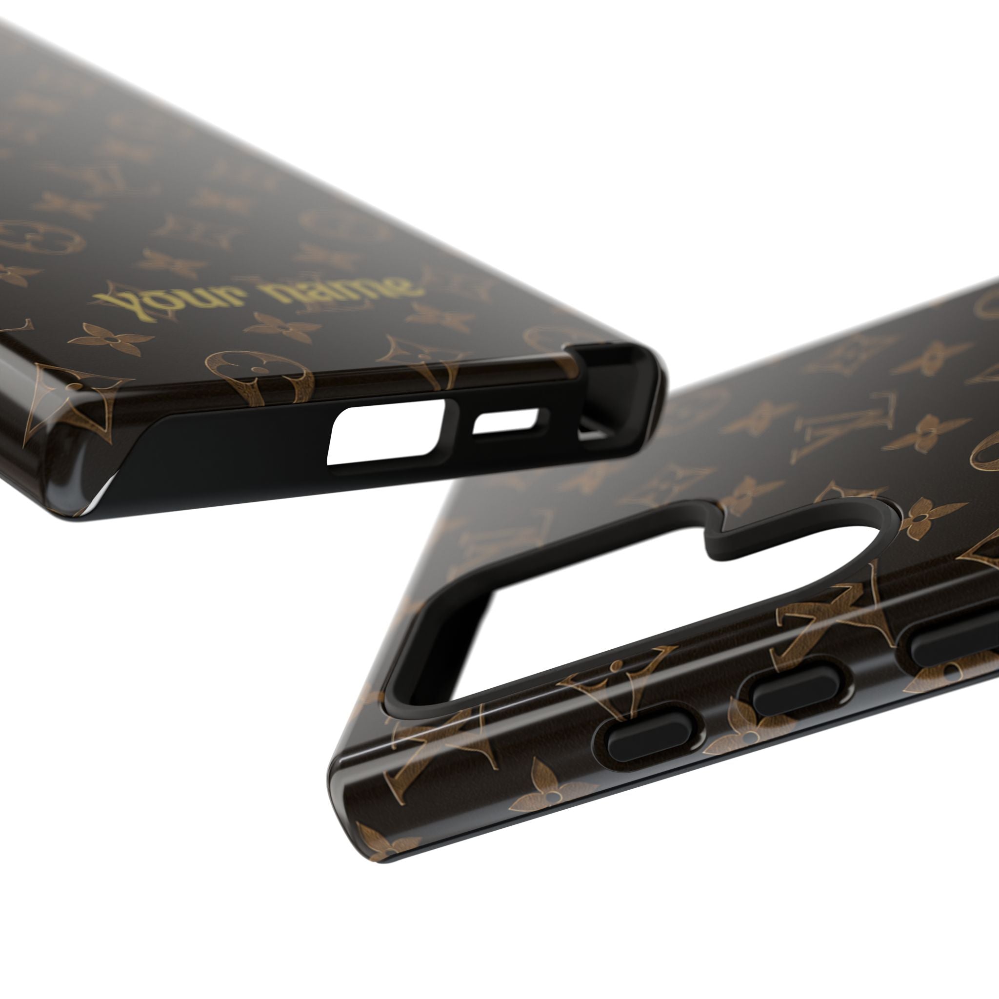 Luxury Monogram Phone Case — Customizable "your name" Brown Pattern