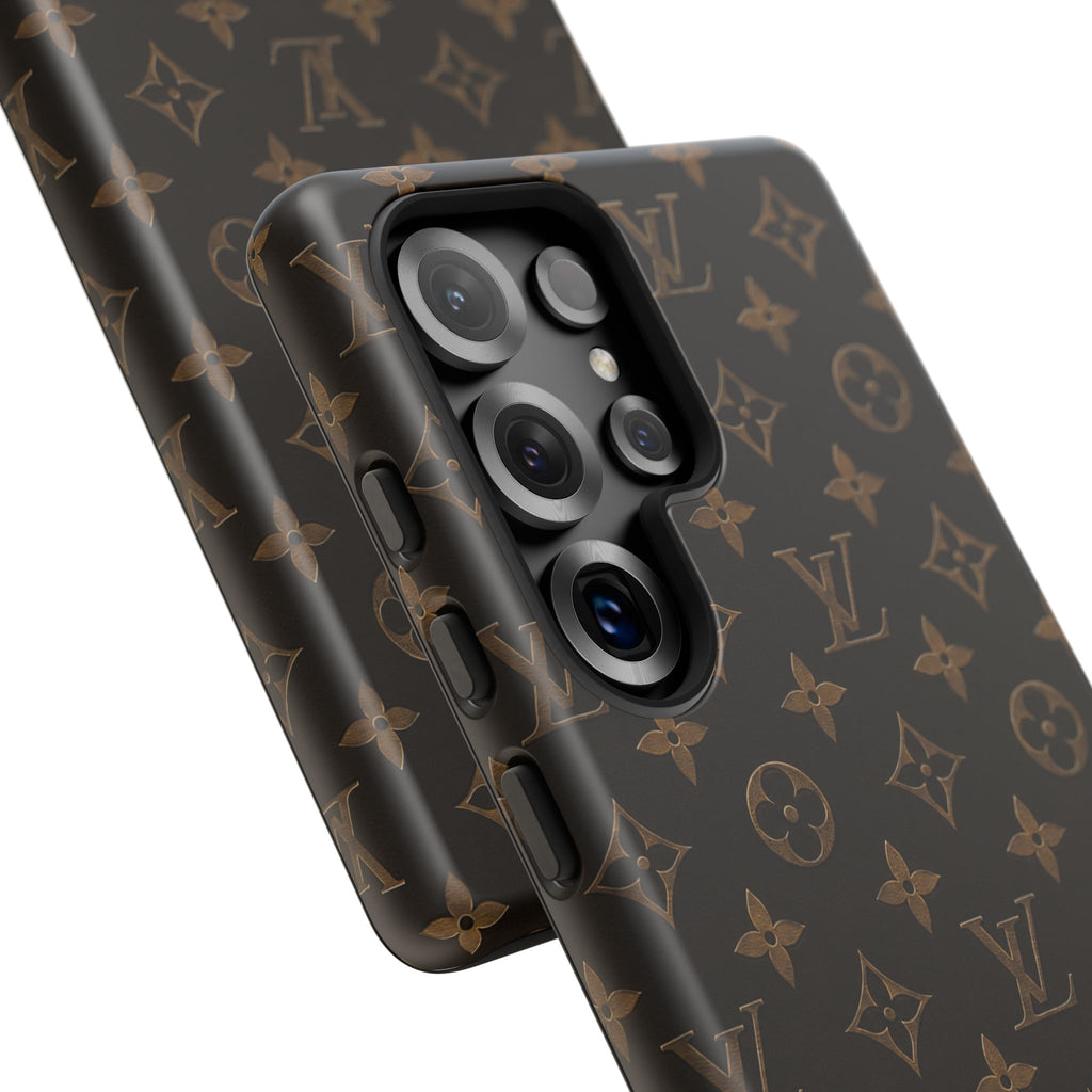 Luxury Monogram Phone Case — Customizable "your name" Brown Pattern