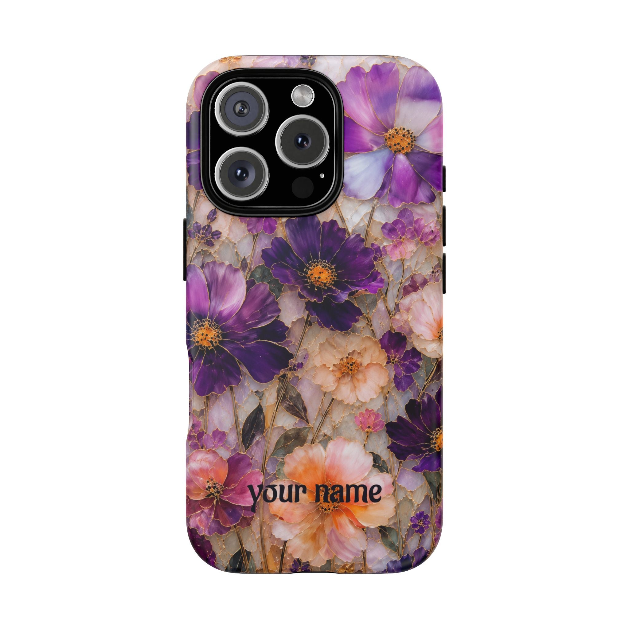 stained glass wildflower phone case — Personalized "your name"