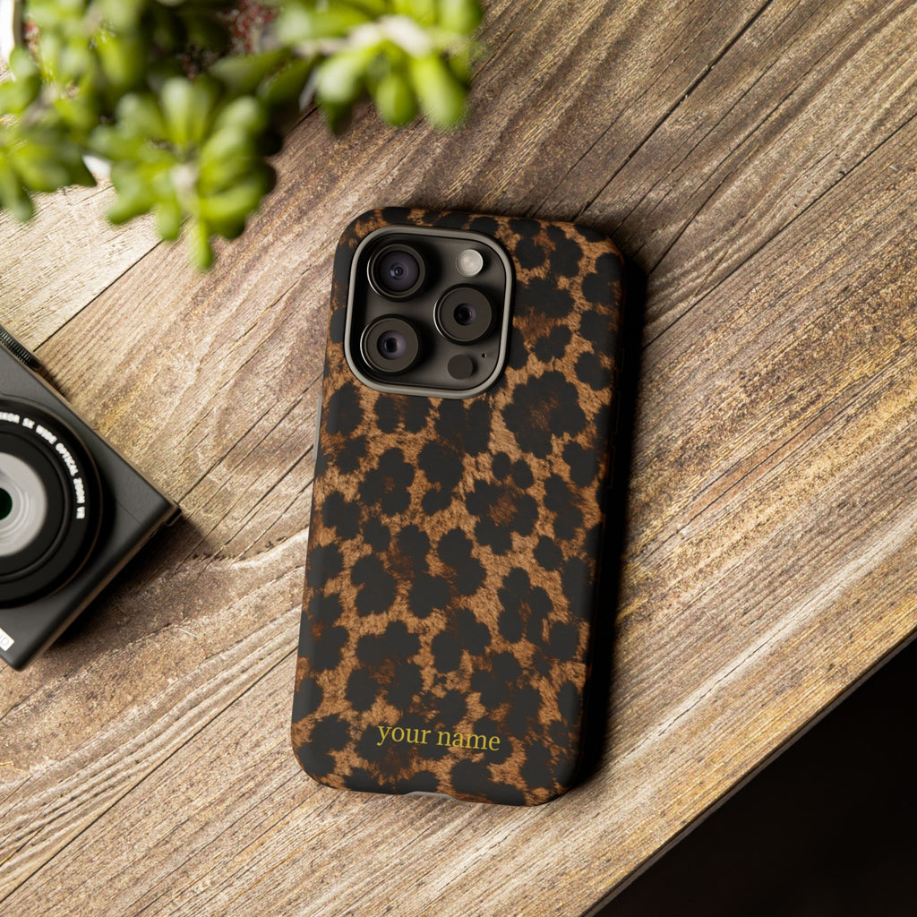 Leopard Print Phone Case — Personalized "your name" Monogram Tough Case