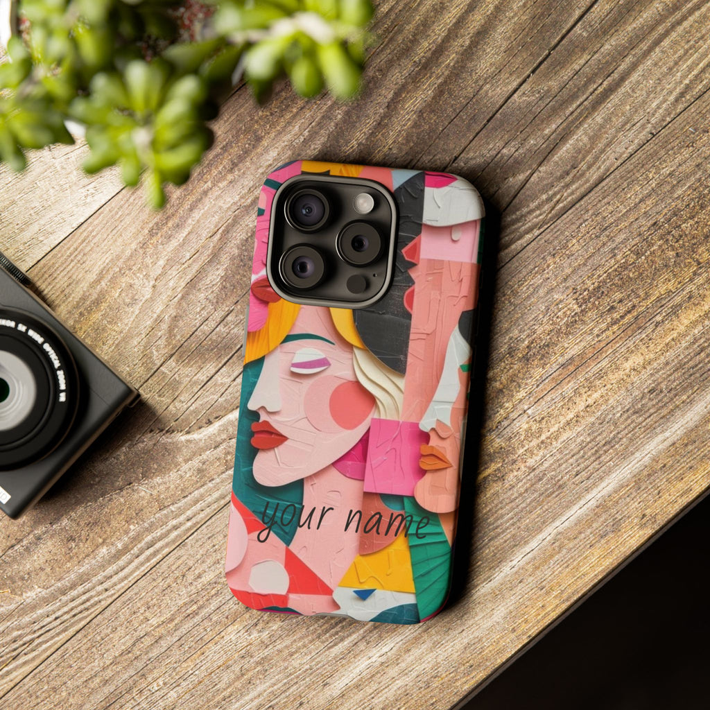 Abstract Faces Phone Case — Colorful Pop Art Personalized Tough Case