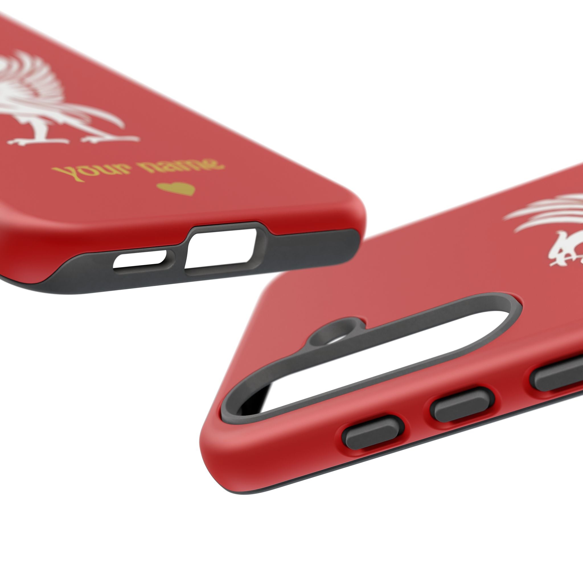Personalized Red Phone Case — Liverbird Design with Custom Name