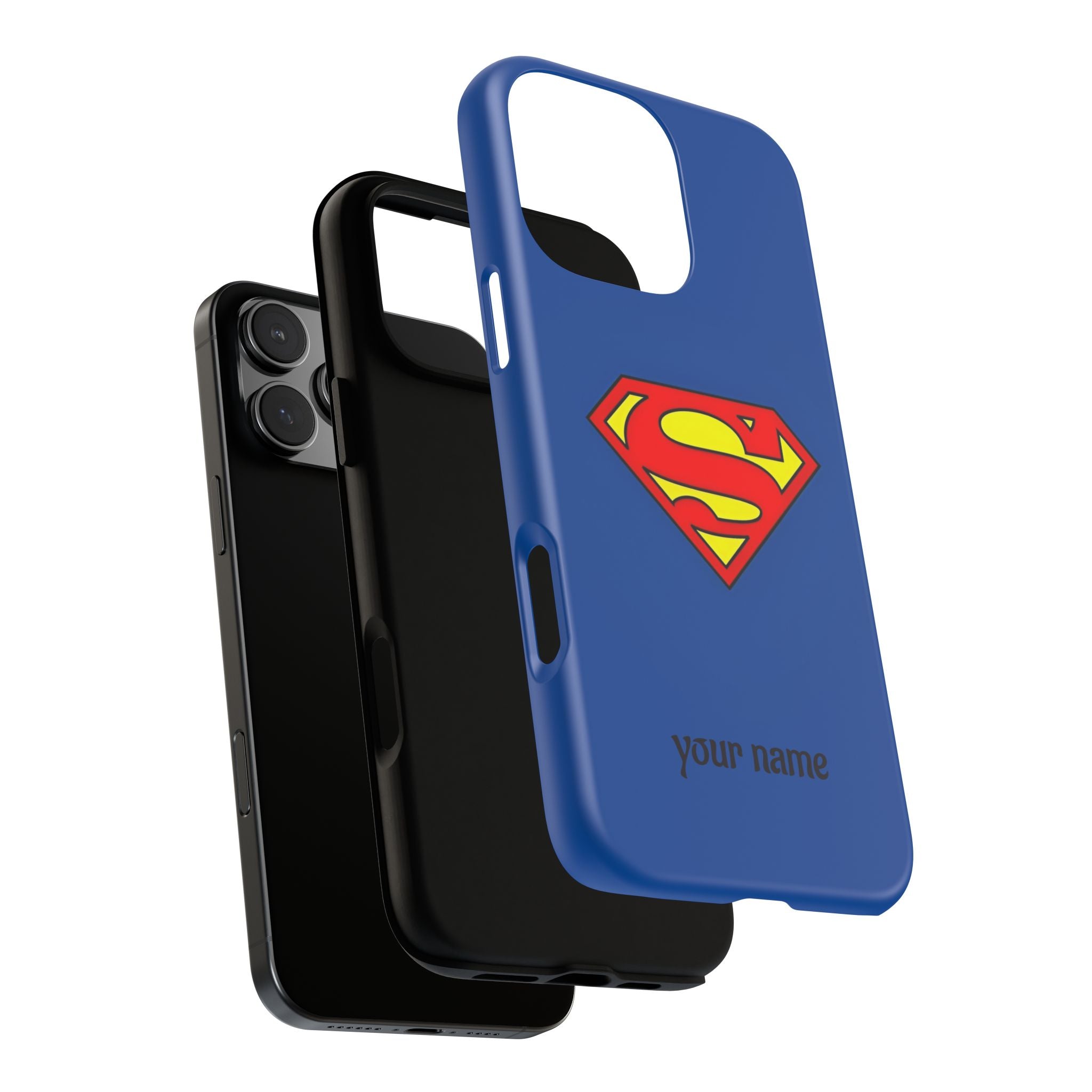 Personalized Superhero Phone Case — Custom Name Blue Protective Cover