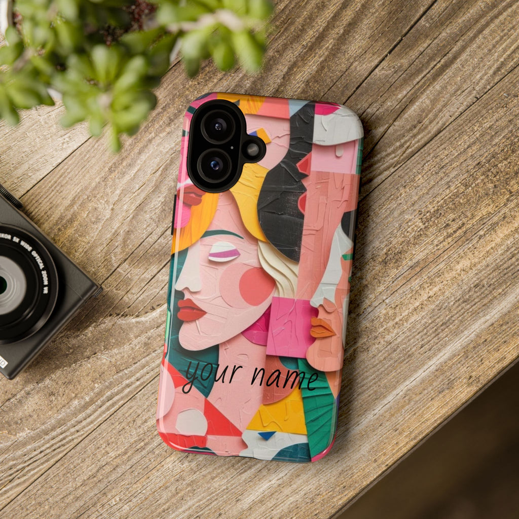 Abstract Faces Phone Case — Colorful Pop Art Personalized Tough Case