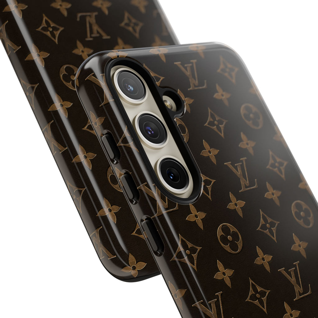 Luxury Monogram Phone Case — Customizable "your name" Brown Pattern