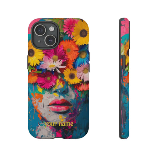 Floral Face Phone Case — Customizable Colorful Portrait iPhone Case