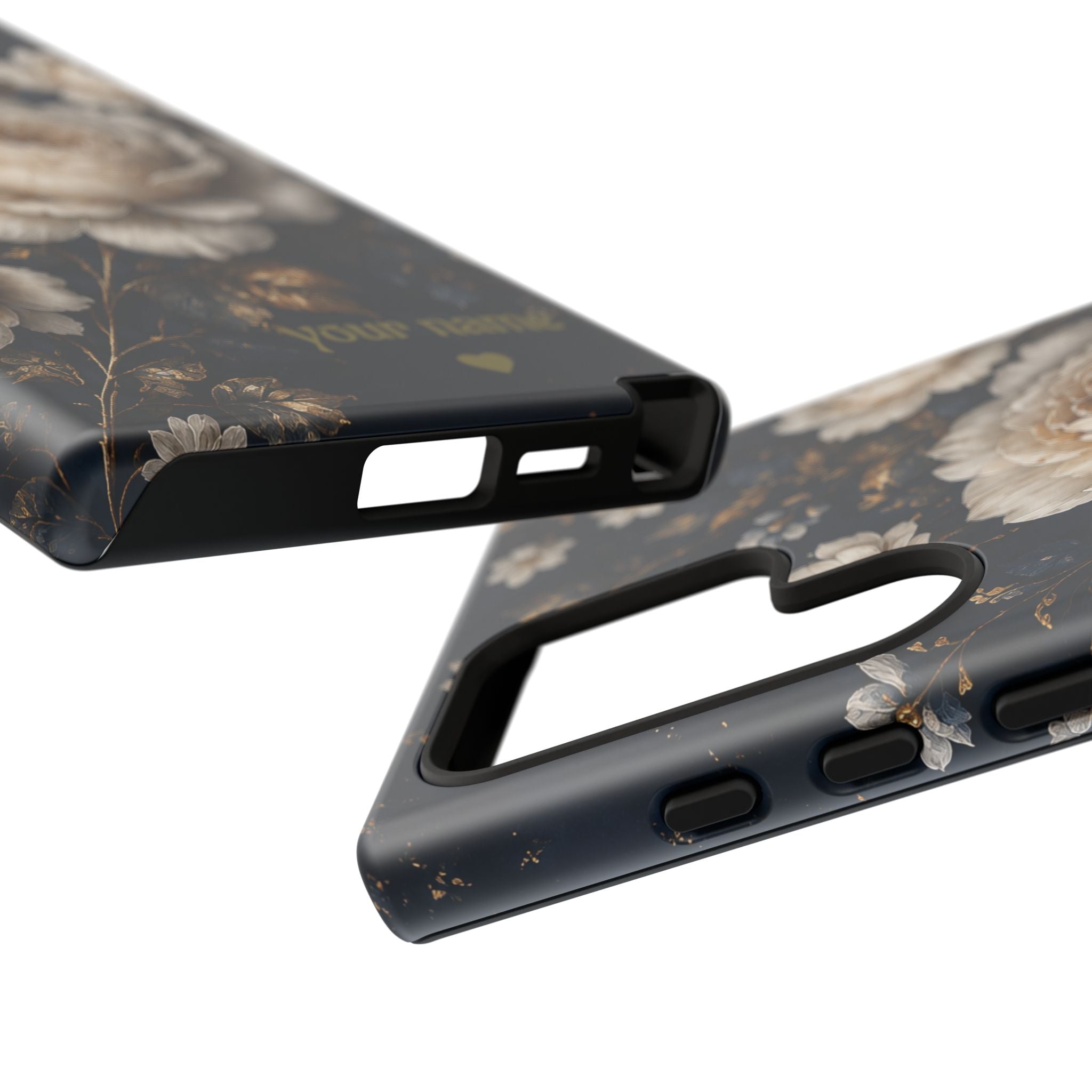 Floral Vintage Phone Case — Personalized "your name" Romantic Dark Peony