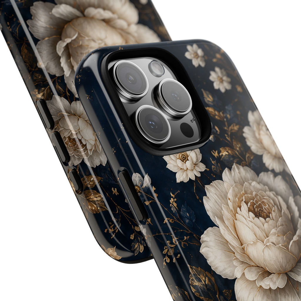 Floral Vintage Phone Case — Personalized "your name" Romantic Dark Peony