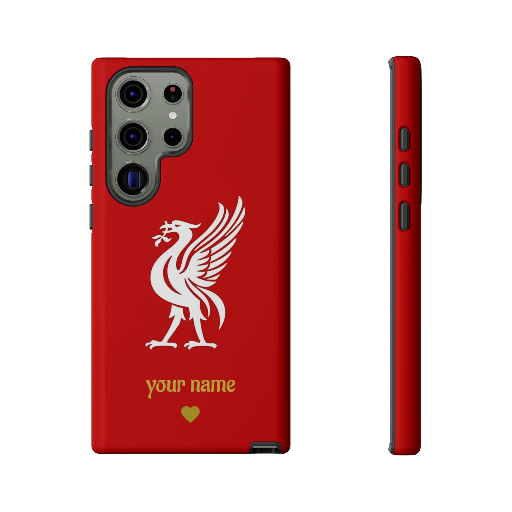 Personalized Red Phone Case — Liverbird Design with Custom Name