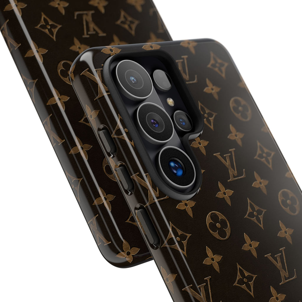 Luxury Monogram Phone Case — Customizable "your name" Brown Pattern