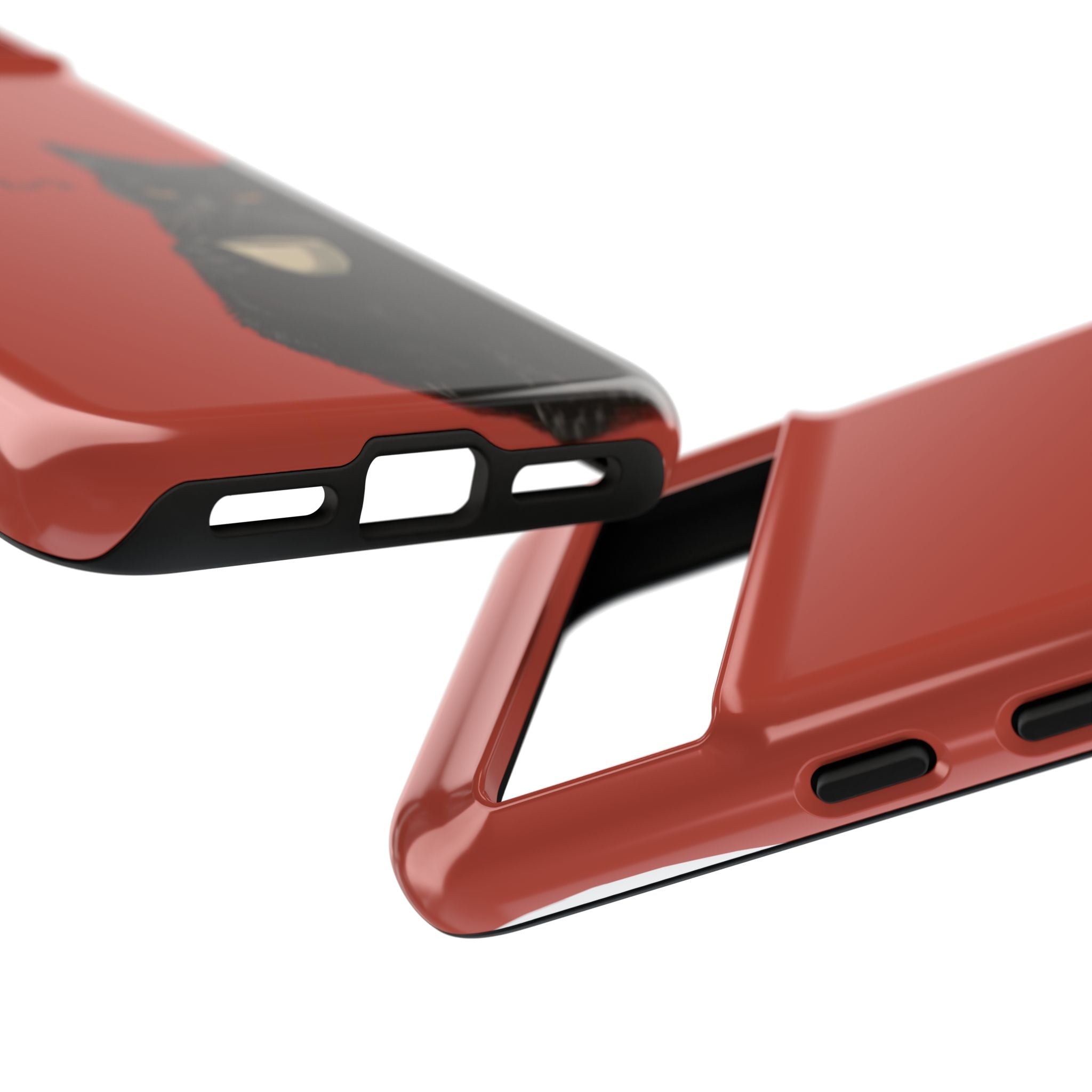 Black Cat Coffee Phone Case – Red Matte Protective Tough Case