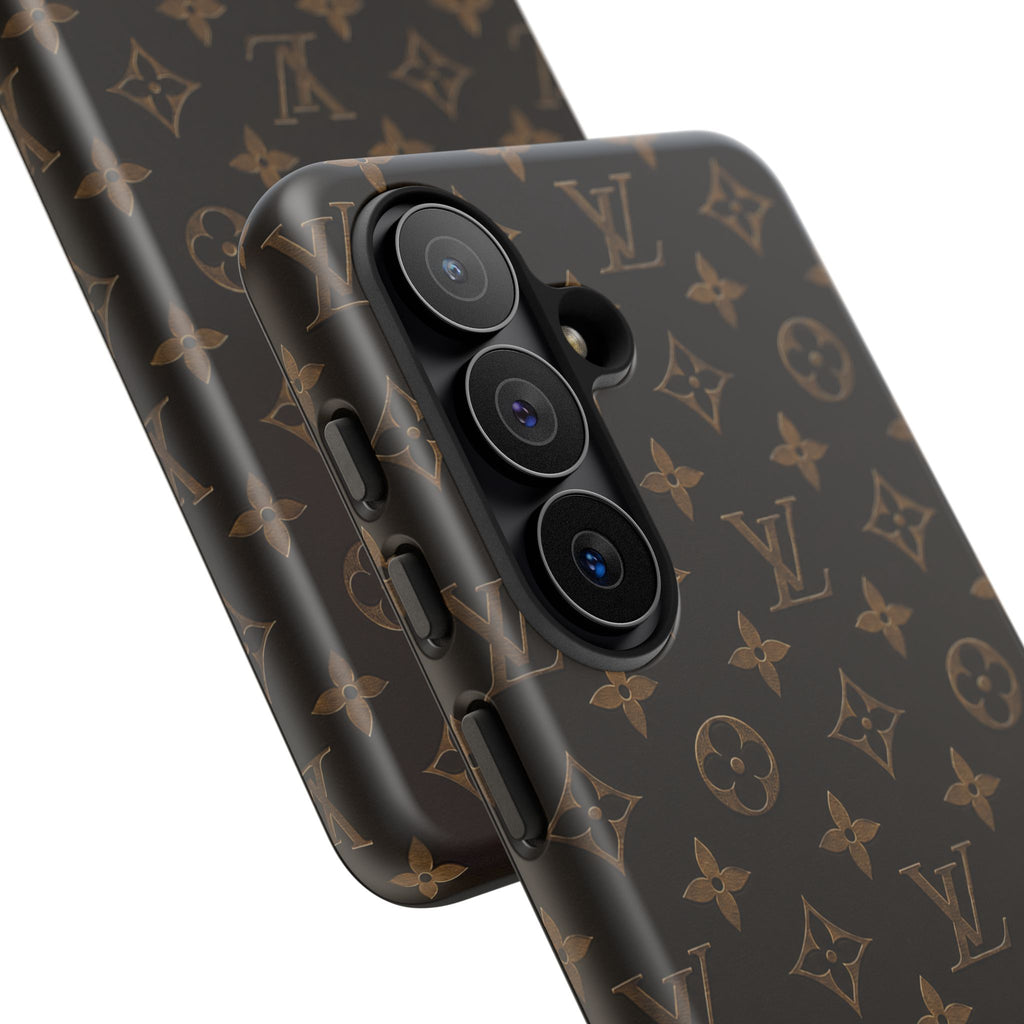 Luxury Monogram Phone Case — Customizable "your name" Brown Pattern