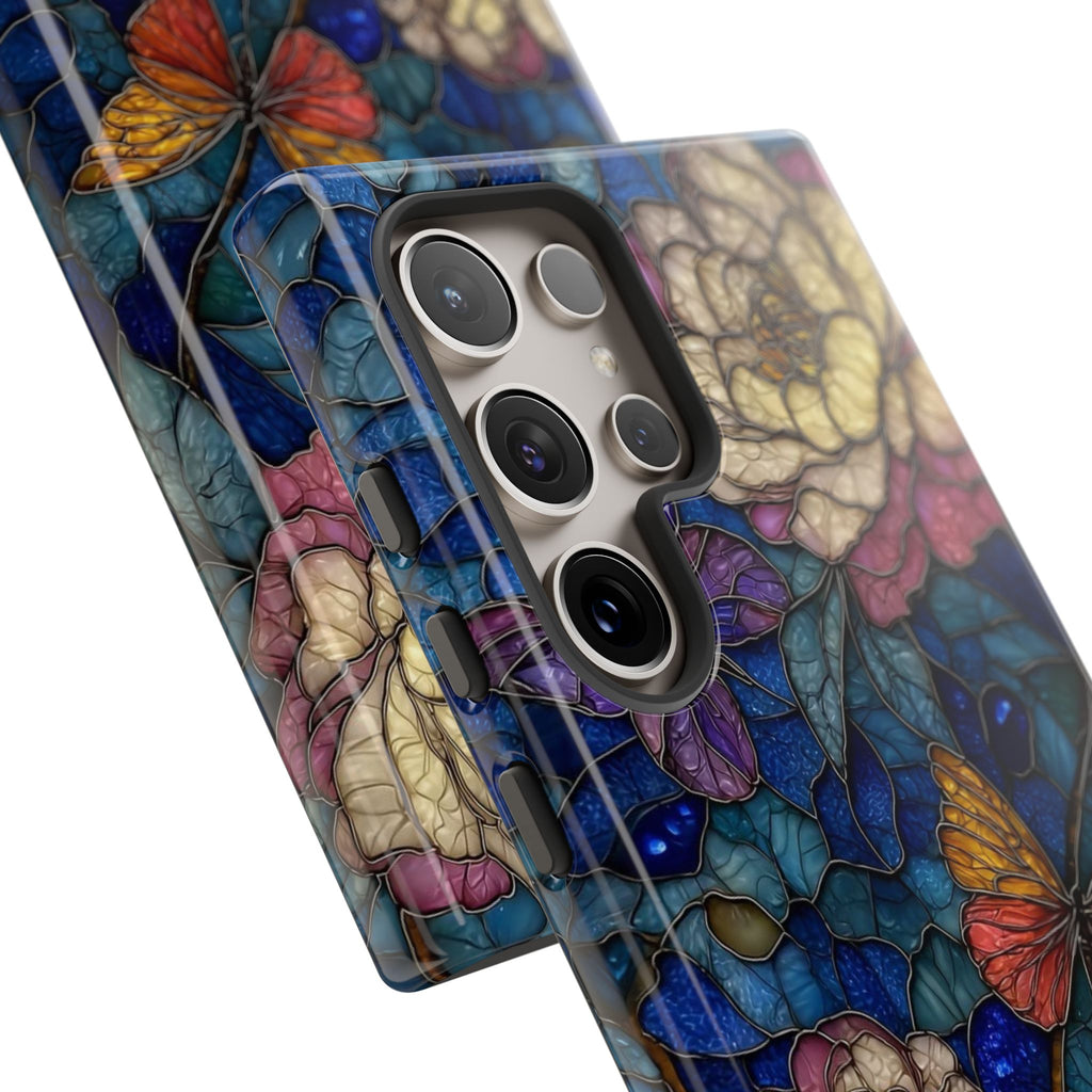 Floral Stained Glass Butterfly Phone Case — Personalized Tough Case