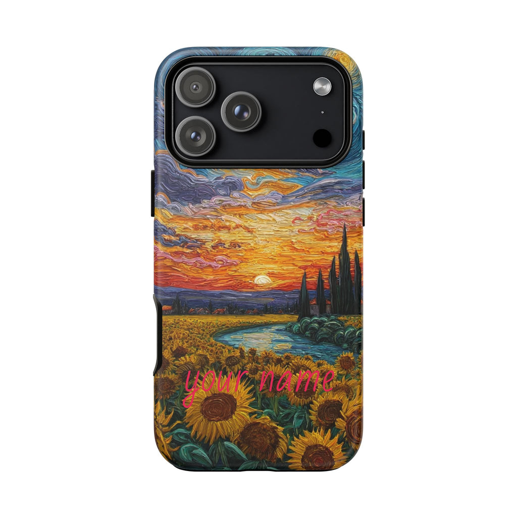Sunflower Sunset Phone Case — Van Gogh Style Scenic Protective Cover