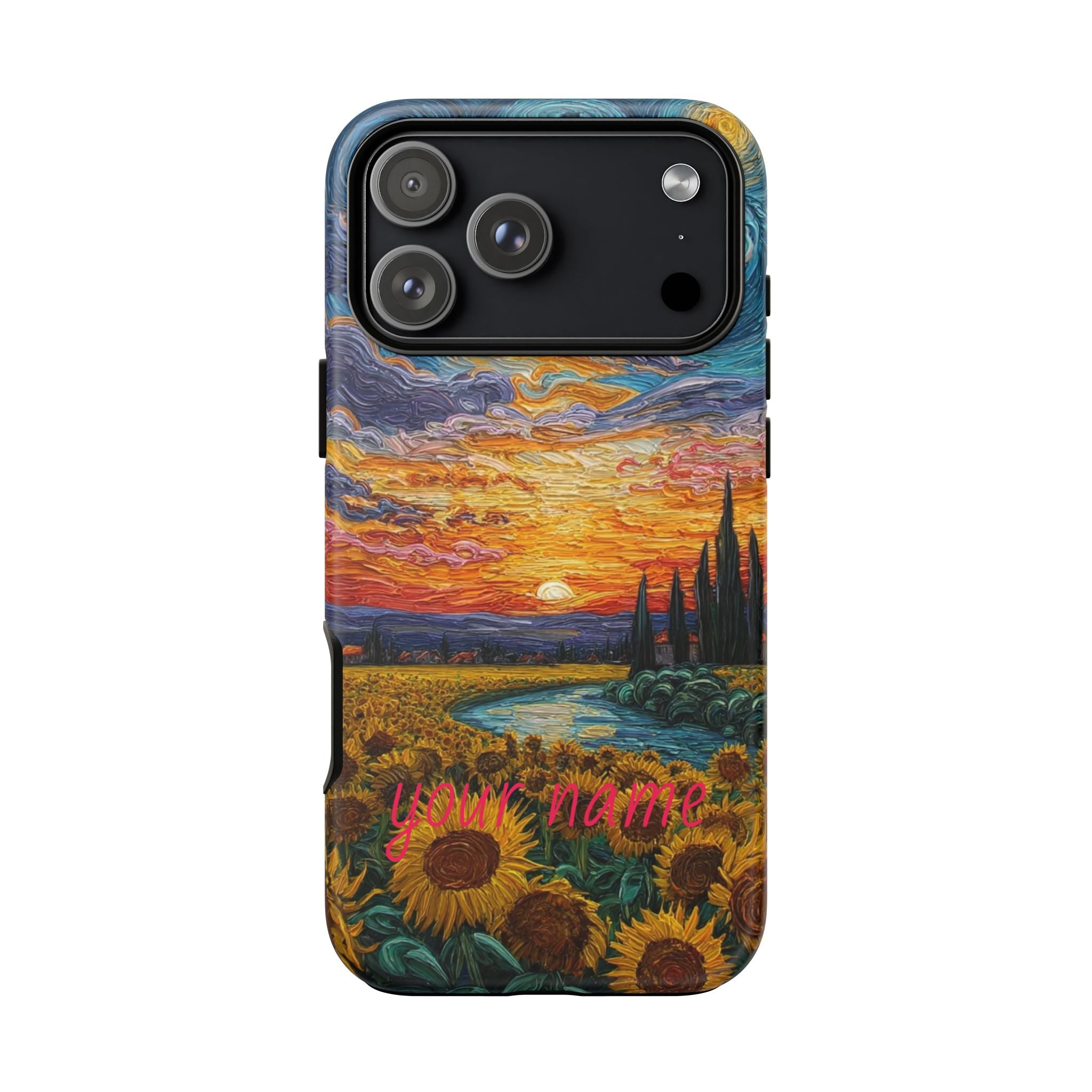 Sunflower Sunset Phone Case — Van Gogh Style Scenic Protective Cover