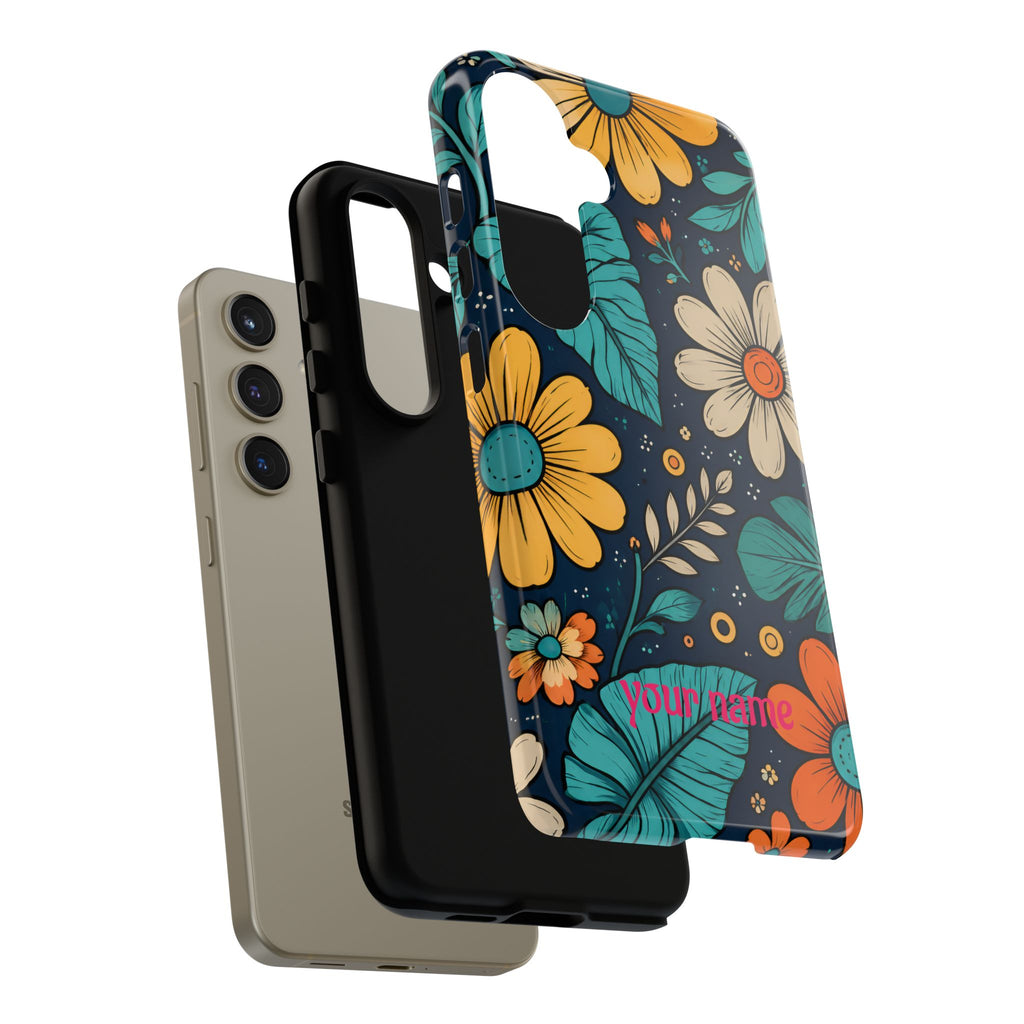 Personalized Floral Phone Case — Custom “Your name” Navy Daisy Design