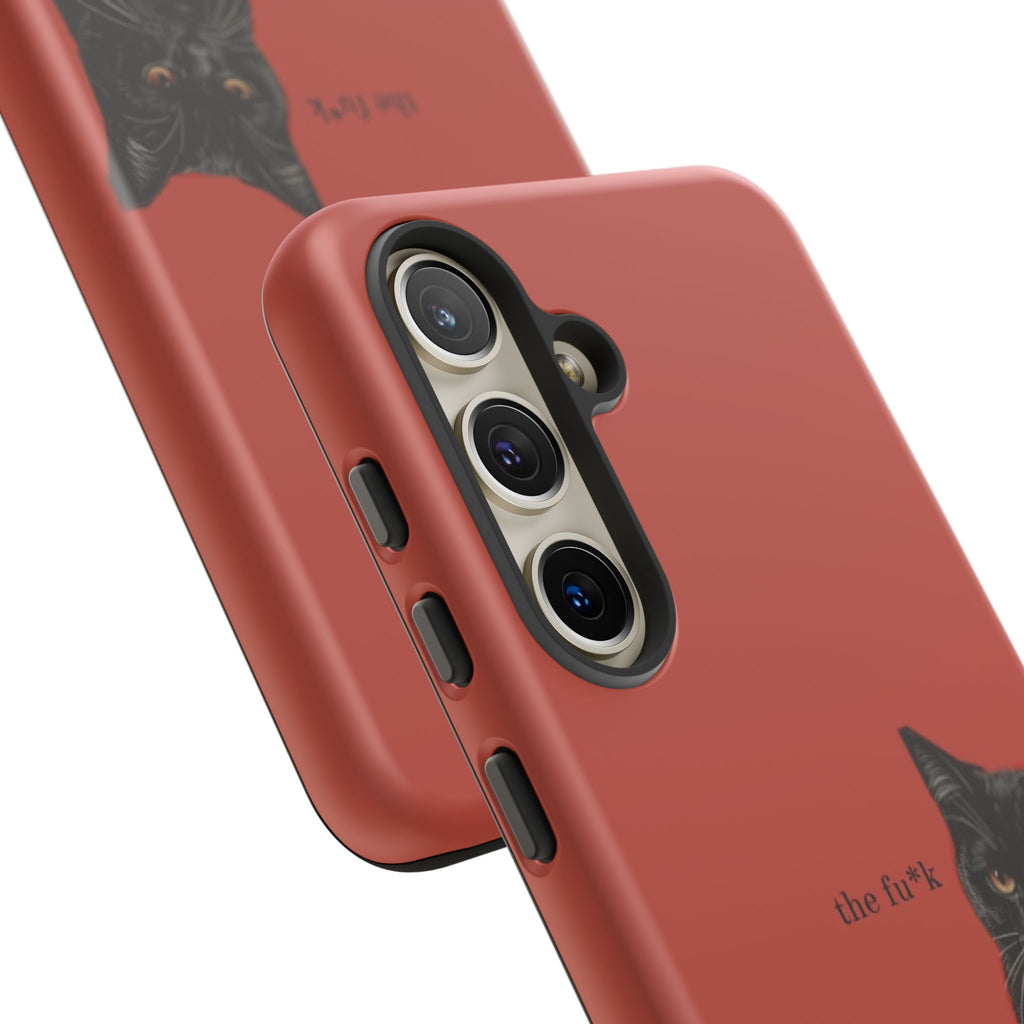 Black Cat Coffee Phone Case – Red Matte Protective Tough Case
